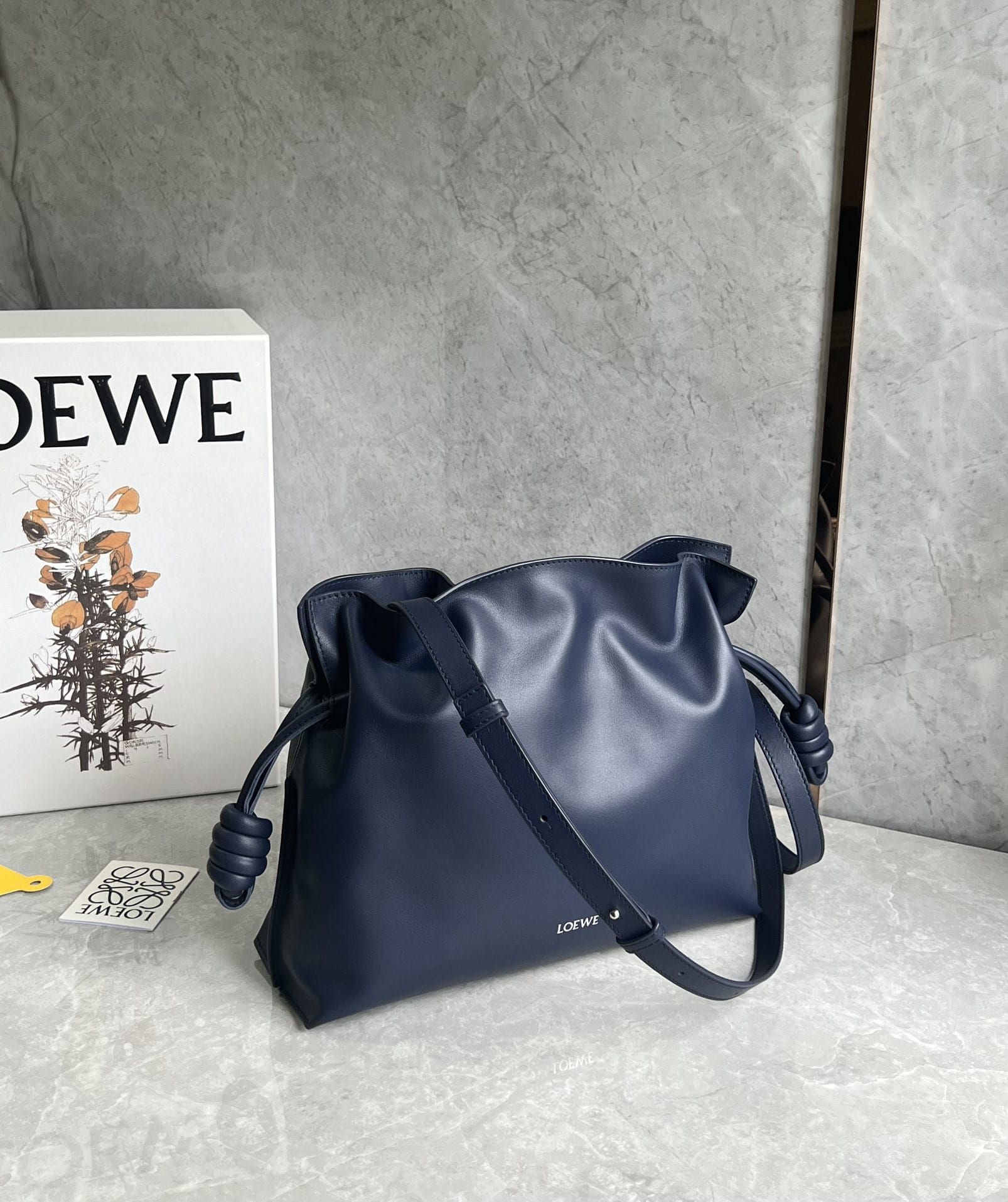 LOEWE Medium Flamenco Clutch Bag In Nappa Calfskin - Abyss Blue