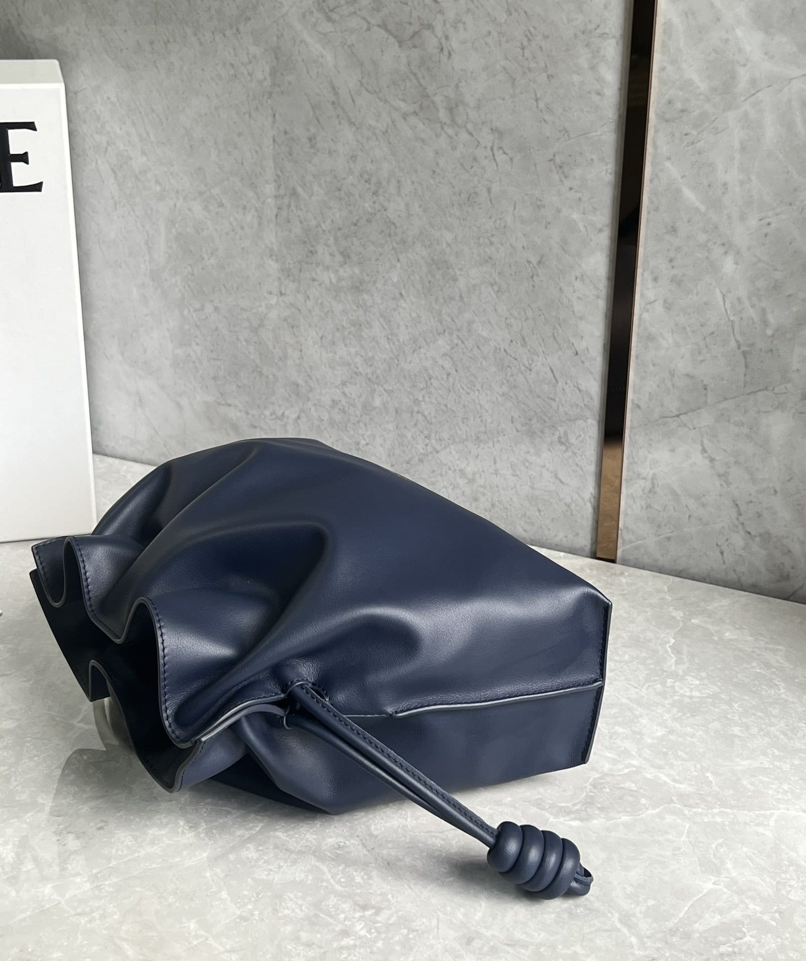 LOEWE Medium Flamenco Clutch Bag In Nappa Calfskin - Abyss Blue