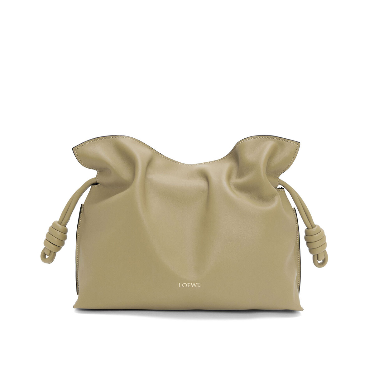 LOEWE Medium Flamenco Clutch Bag In Nappa Calfskin - Clay Green