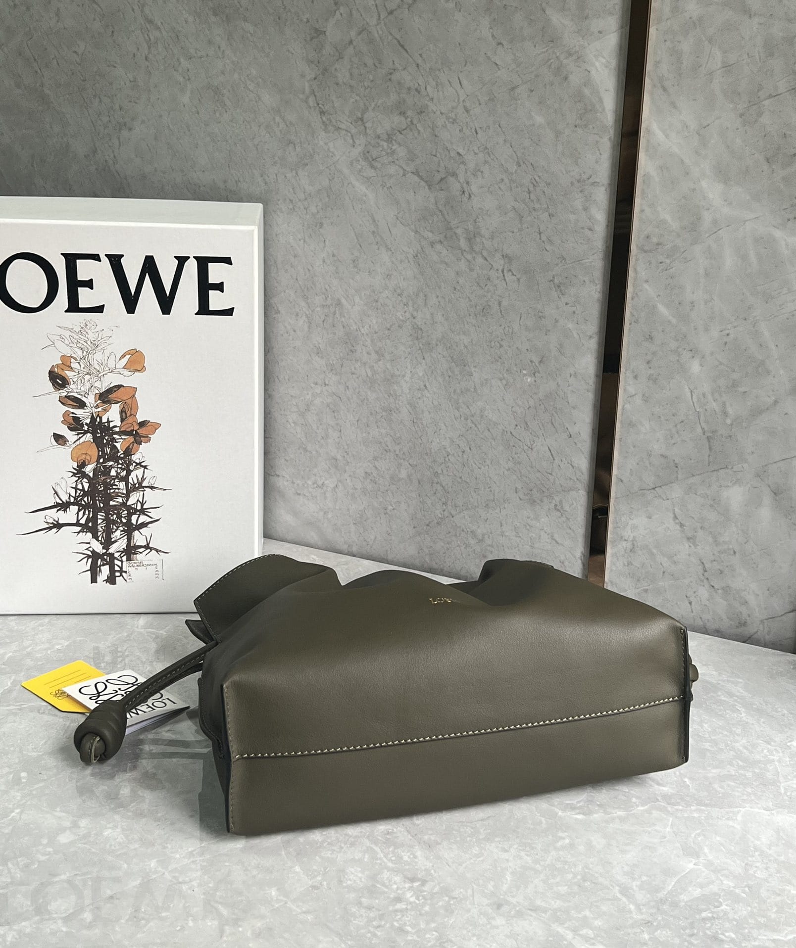 LOEWE Medium Flamenco Clutch Bag In Nappa Calfskin - Dark Khaki Green