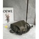 LOEWE Medium Flamenco Clutch Bag In Nappa Calfskin - Dark Khaki Green