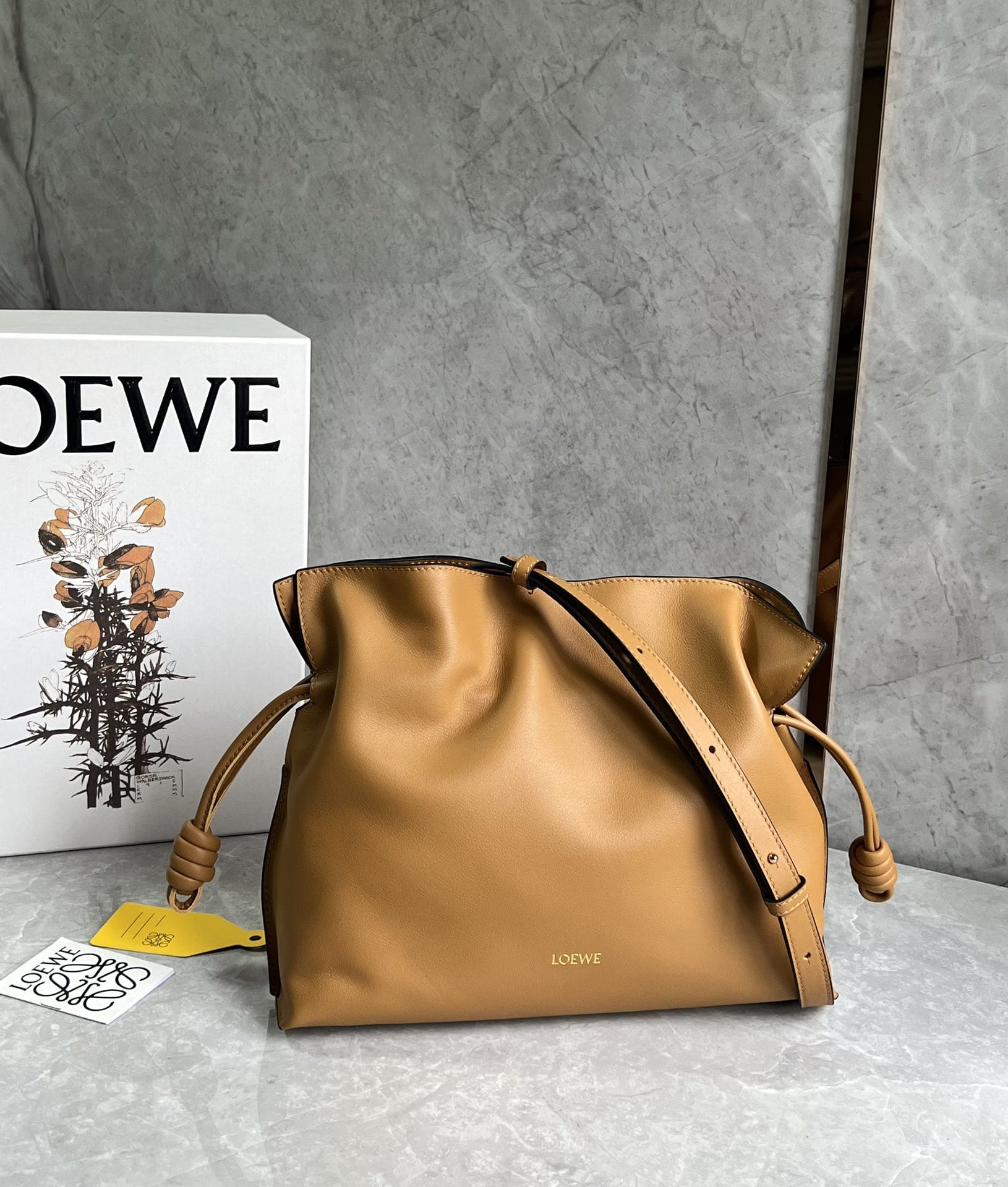 LOEWE Medium Flamenco Clutch Bag In Nappa Calfskin - Warm Desert