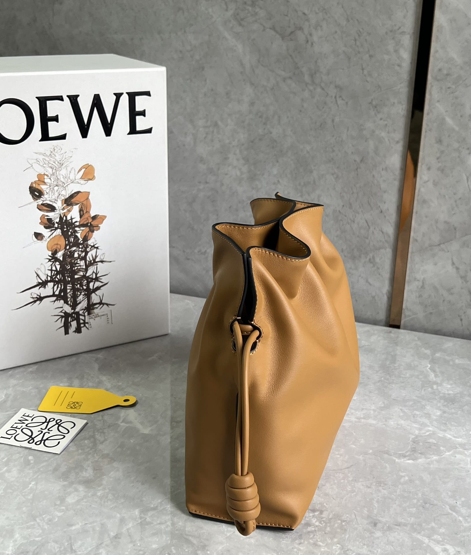 LOEWE Medium Flamenco Clutch Bag In Nappa Calfskin - Warm Desert