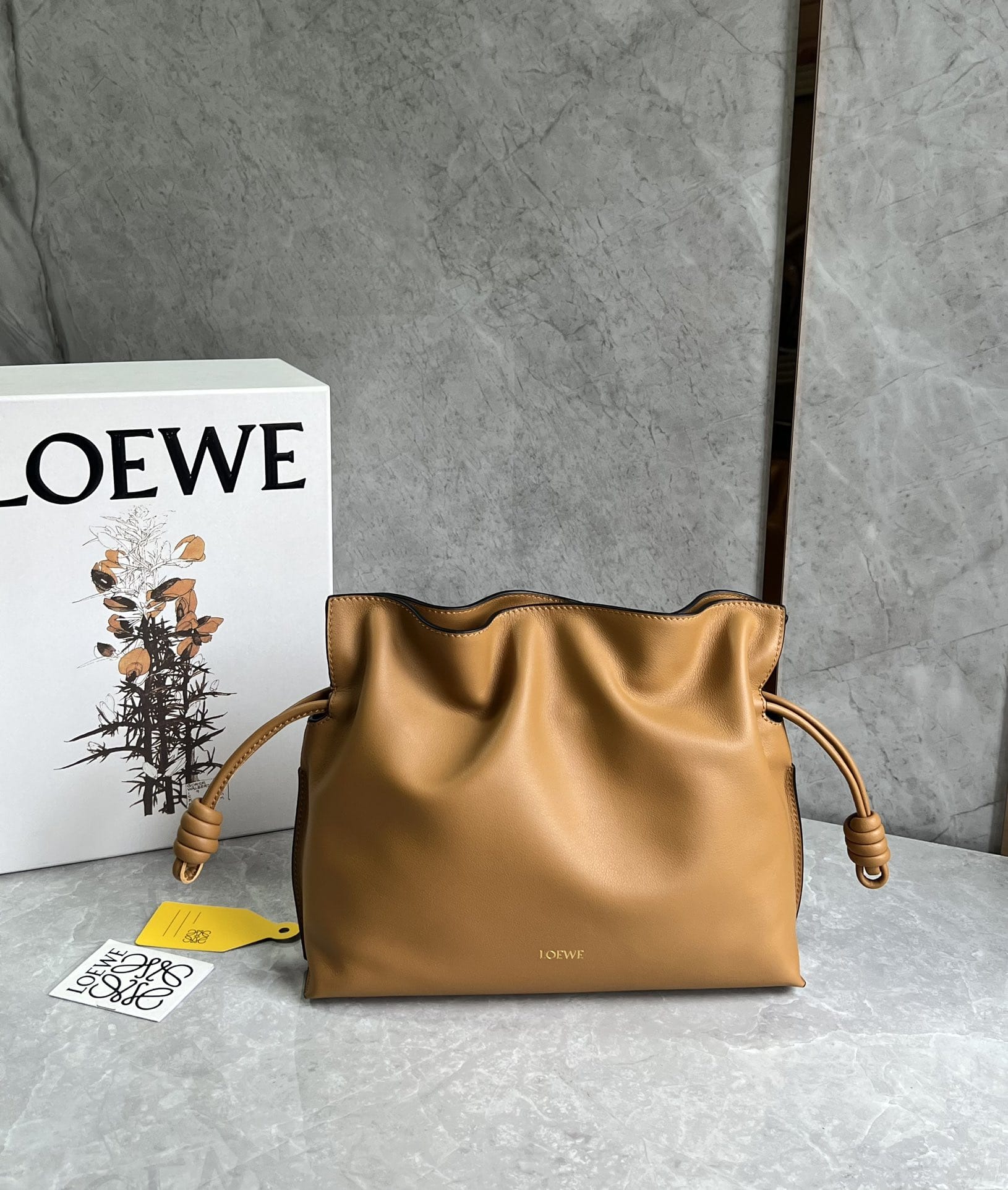 LOEWE Medium Flamenco Clutch Bag In Nappa Calfskin - Warm Desert