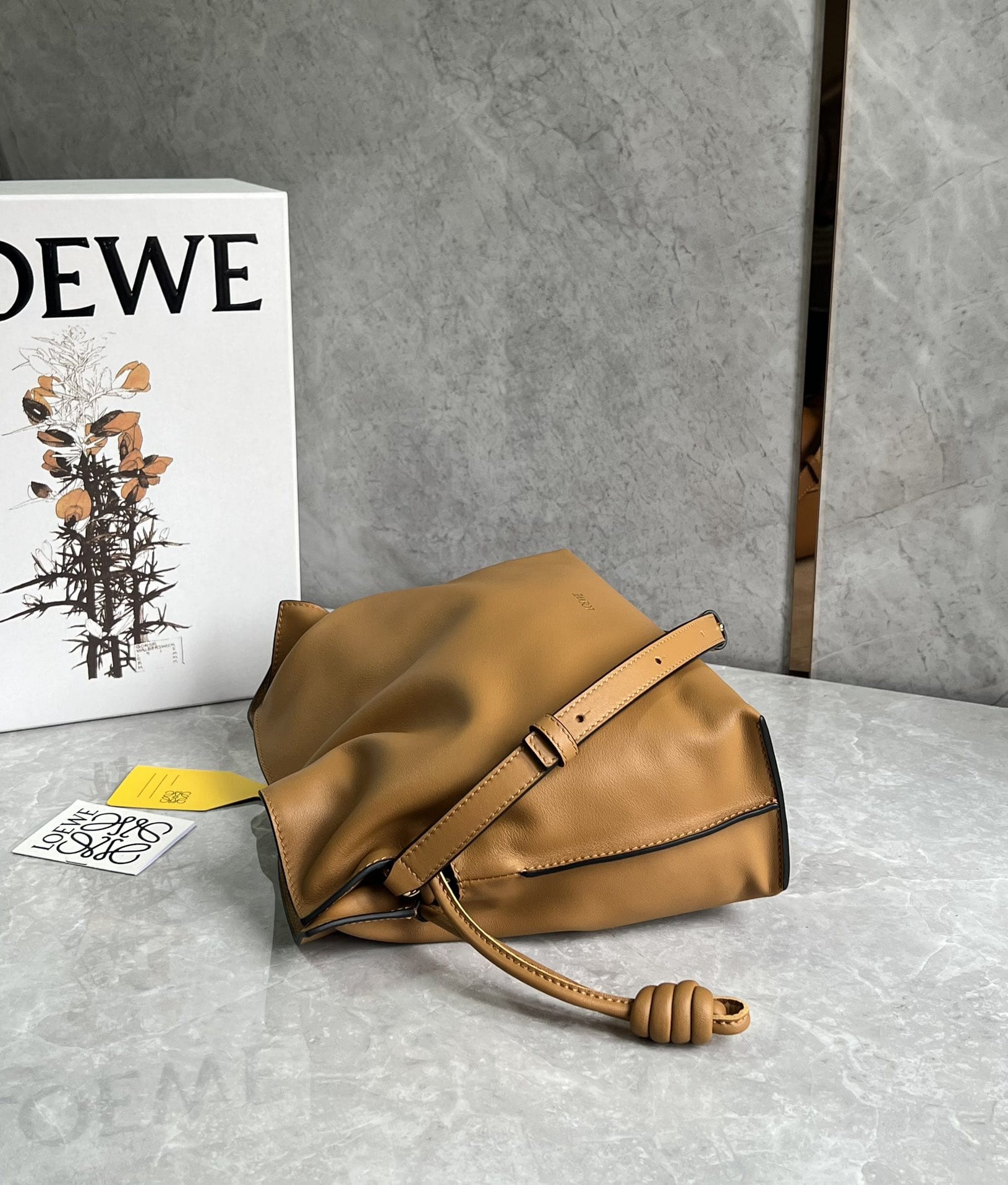 LOEWE Medium Flamenco Clutch Bag In Nappa Calfskin - Warm Desert