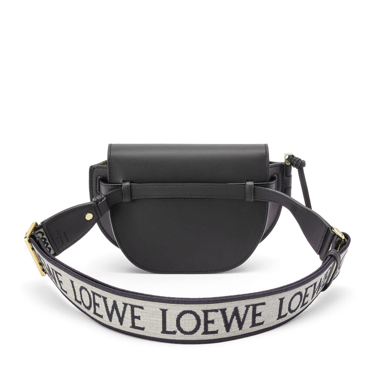 LOEWE Mini Gate Dual Bag In Soft Calfskin And Jacquard - Black