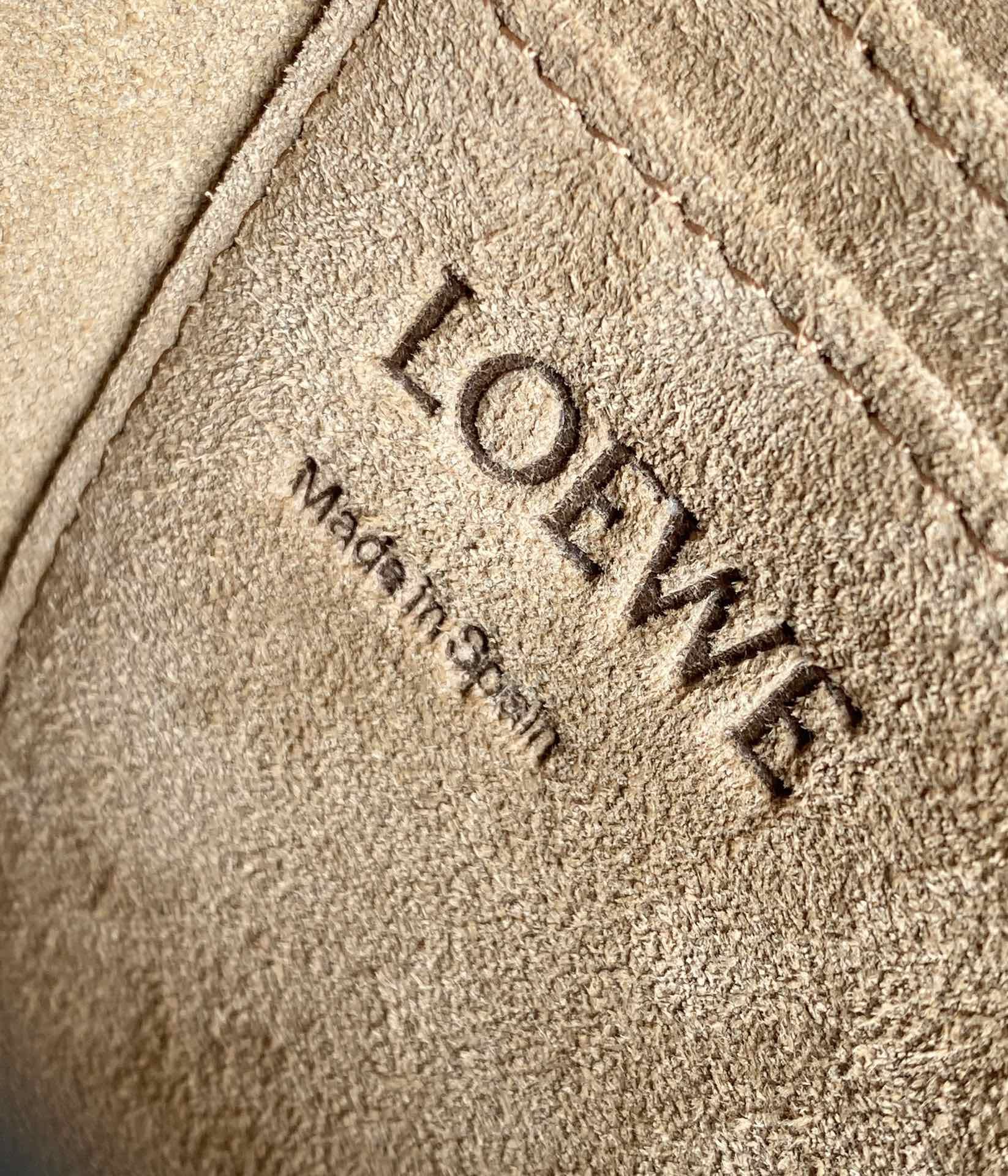 LOEWE Mini Gate Dual Bag In Soft Calfskin And Jacquard - Tan