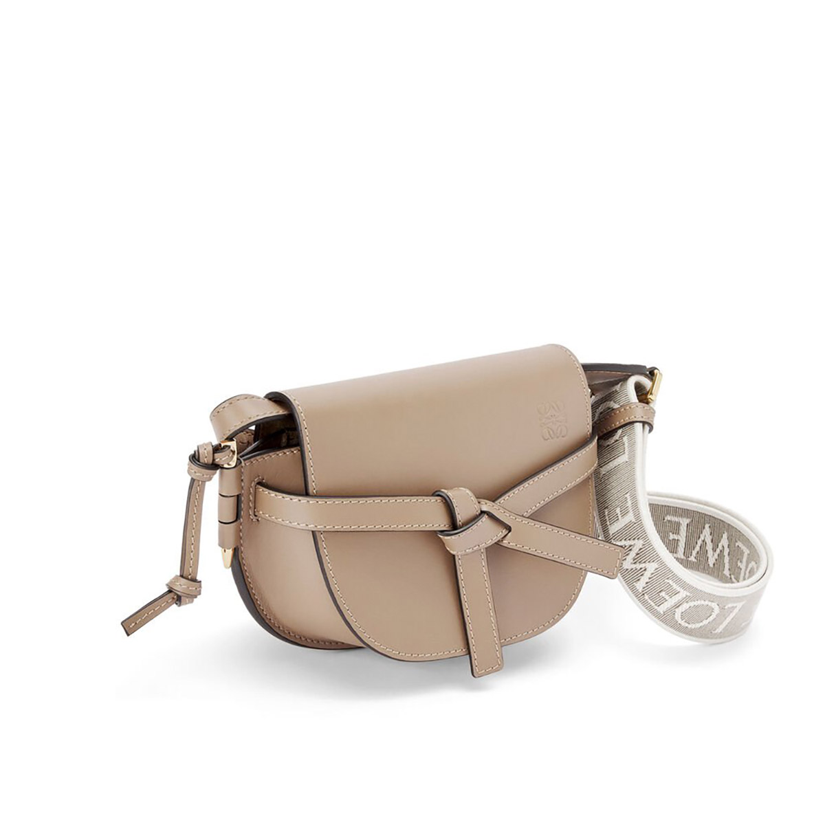 LOEWE Mini Gate Dual Bag In Soft Calfskin And Jacquard - Sand