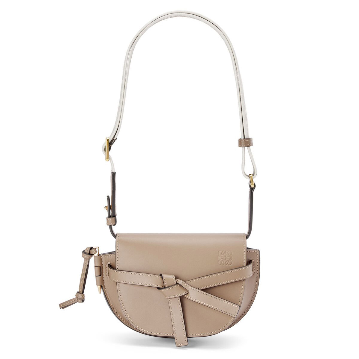 LOEWE Mini Gate Dual Bag In Soft Calfskin And Jacquard - Sand