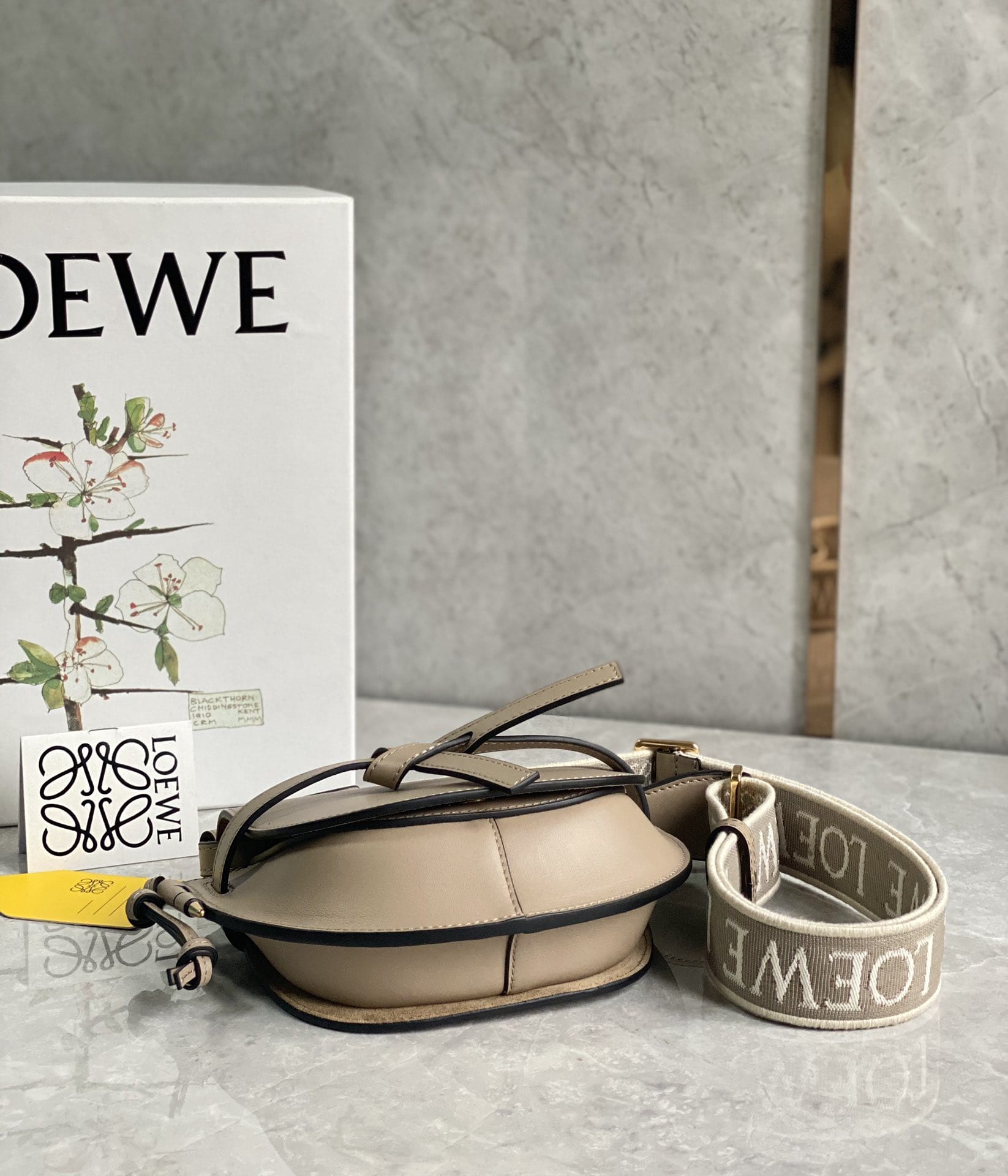 LOEWE Mini Gate Dual Bag In Soft Calfskin And Jacquard - Sand