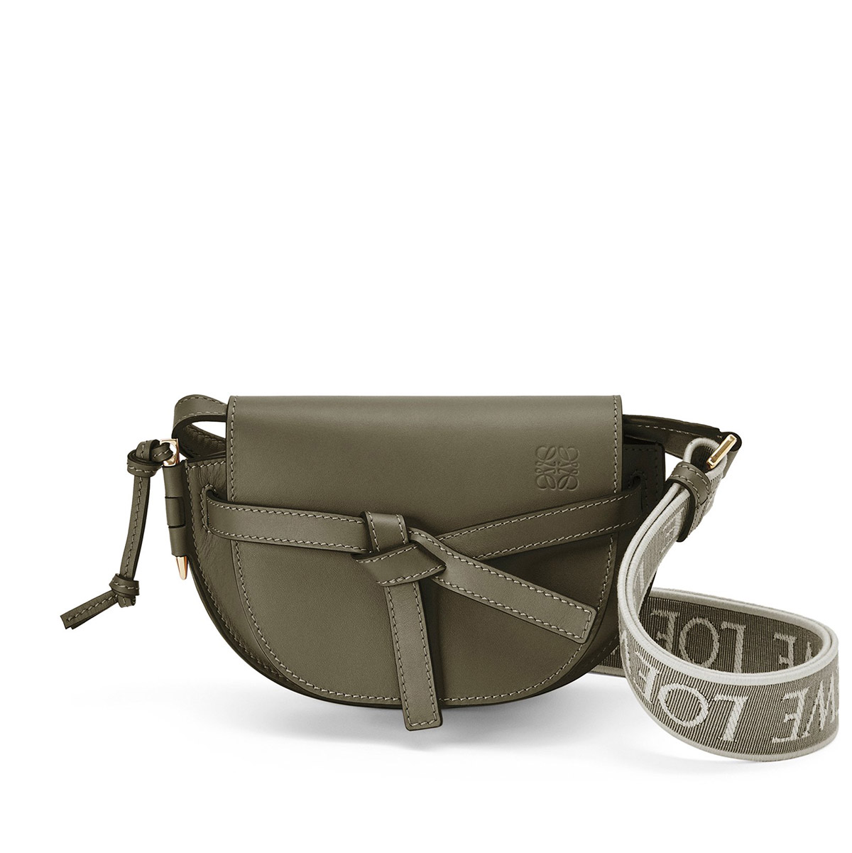 LOEWE Mini Gate Dual Bag In Soft Calfskin And Jacquard - Autumn Green