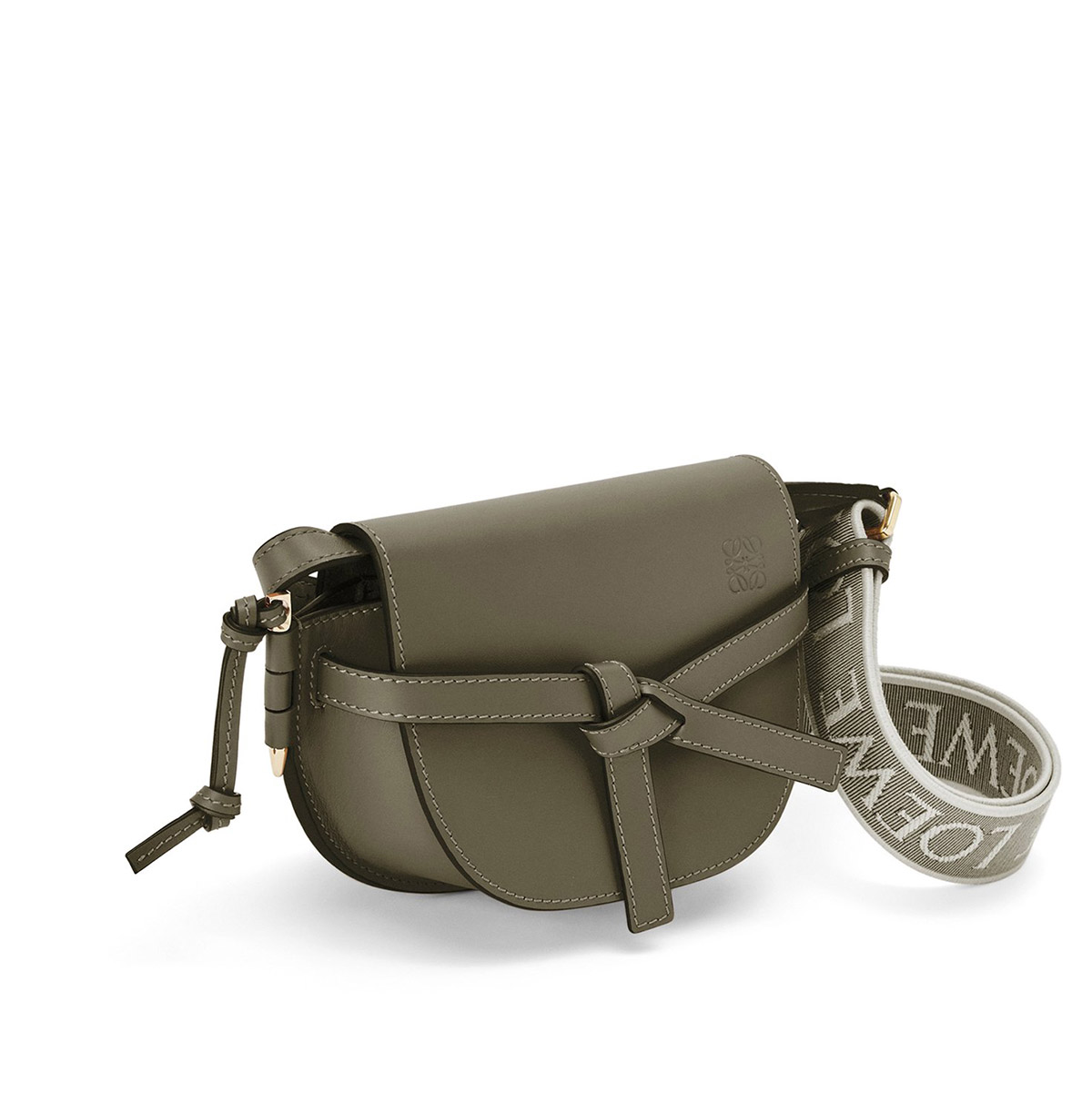 LOEWE Mini Gate Dual Bag In Soft Calfskin And Jacquard - Autumn Green