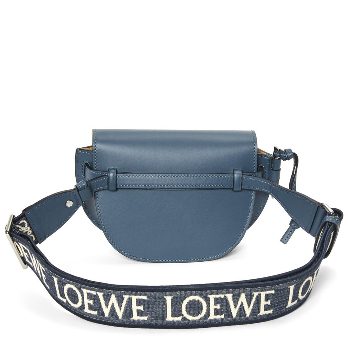 LOEWE Mini Gate Dual Bag In Soft Calfskin And Jacquard - Onyx Blue