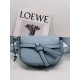 LOEWE Mini Gate Dual Bag In Soft Calfskin And Jacquard - Onyx Blue