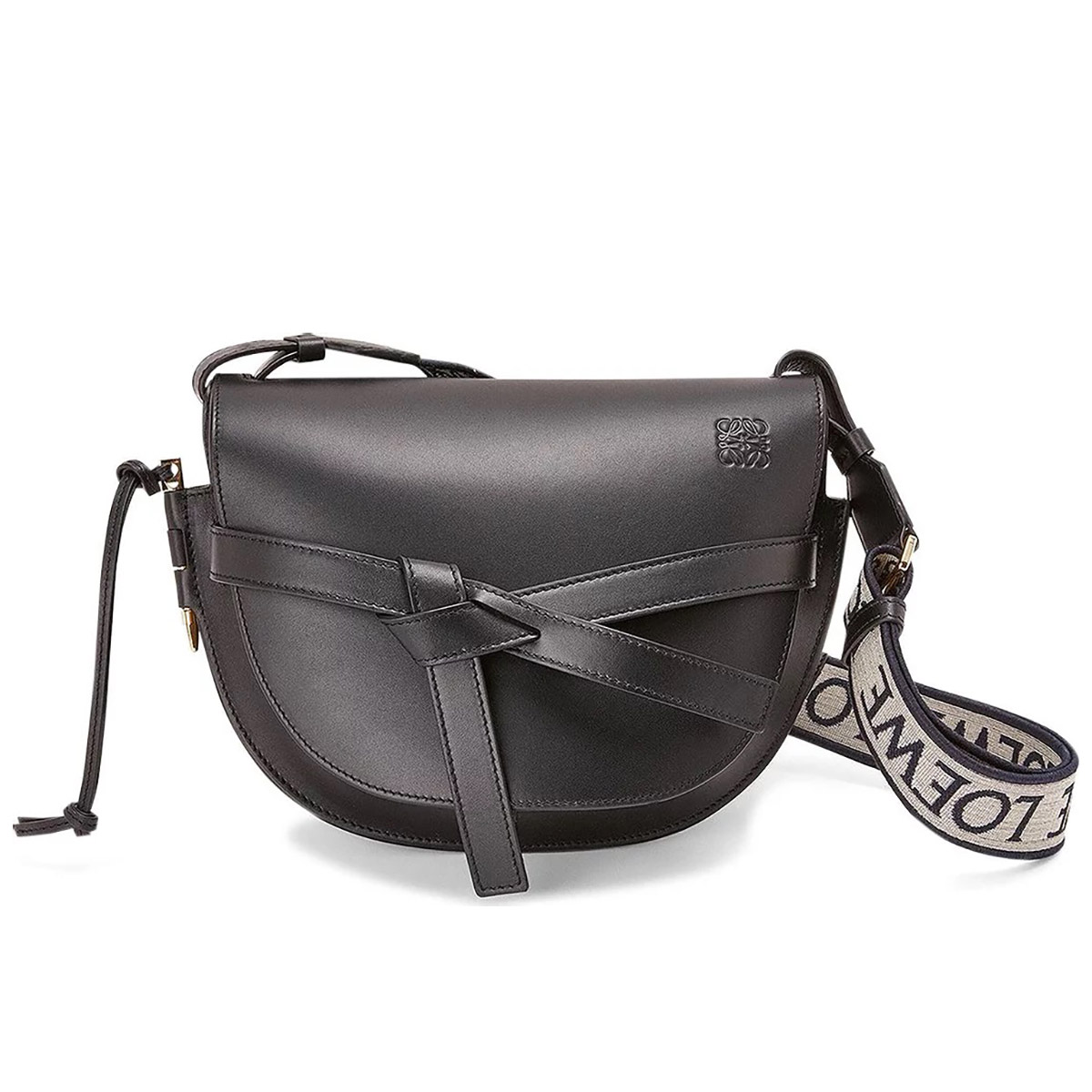 LOEWE Small Gate Dual Bag In Soft Calfskin And Jacquard - Black