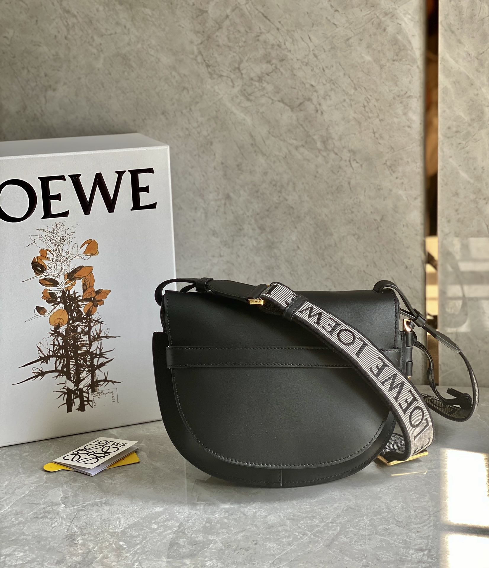 LOEWE Small Gate Dual Bag In Soft Calfskin And Jacquard - Black