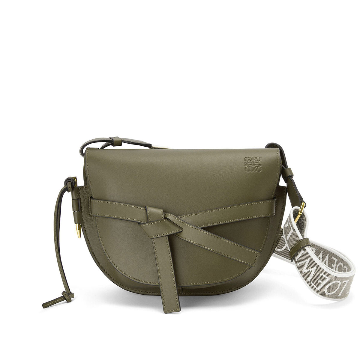 LOEWE Small Gate Dual Bag In Soft Calfskin And Jacquard - Autumn Green