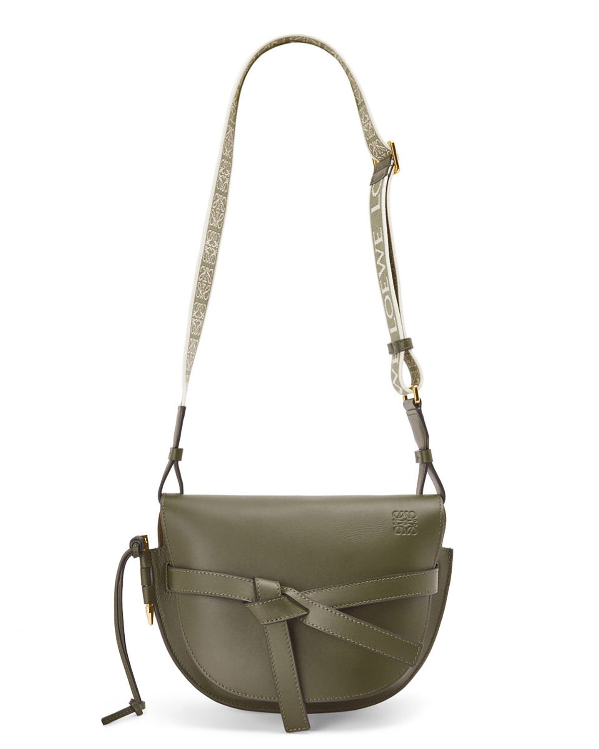 LOEWE Small Gate Dual Bag In Soft Calfskin And Jacquard - Autumn Green