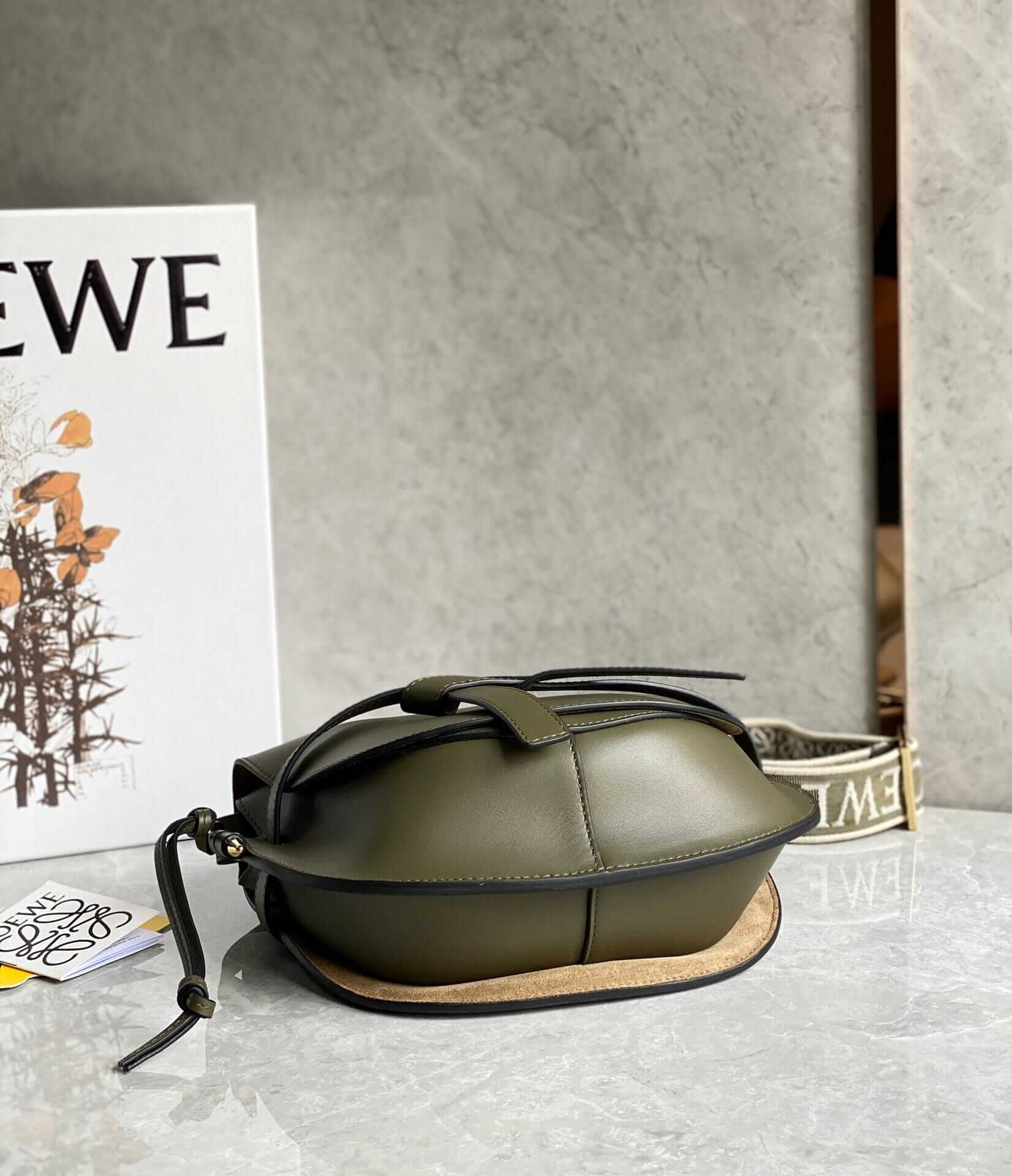 LOEWE Small Gate Dual Bag In Soft Calfskin And Jacquard - Autumn Green