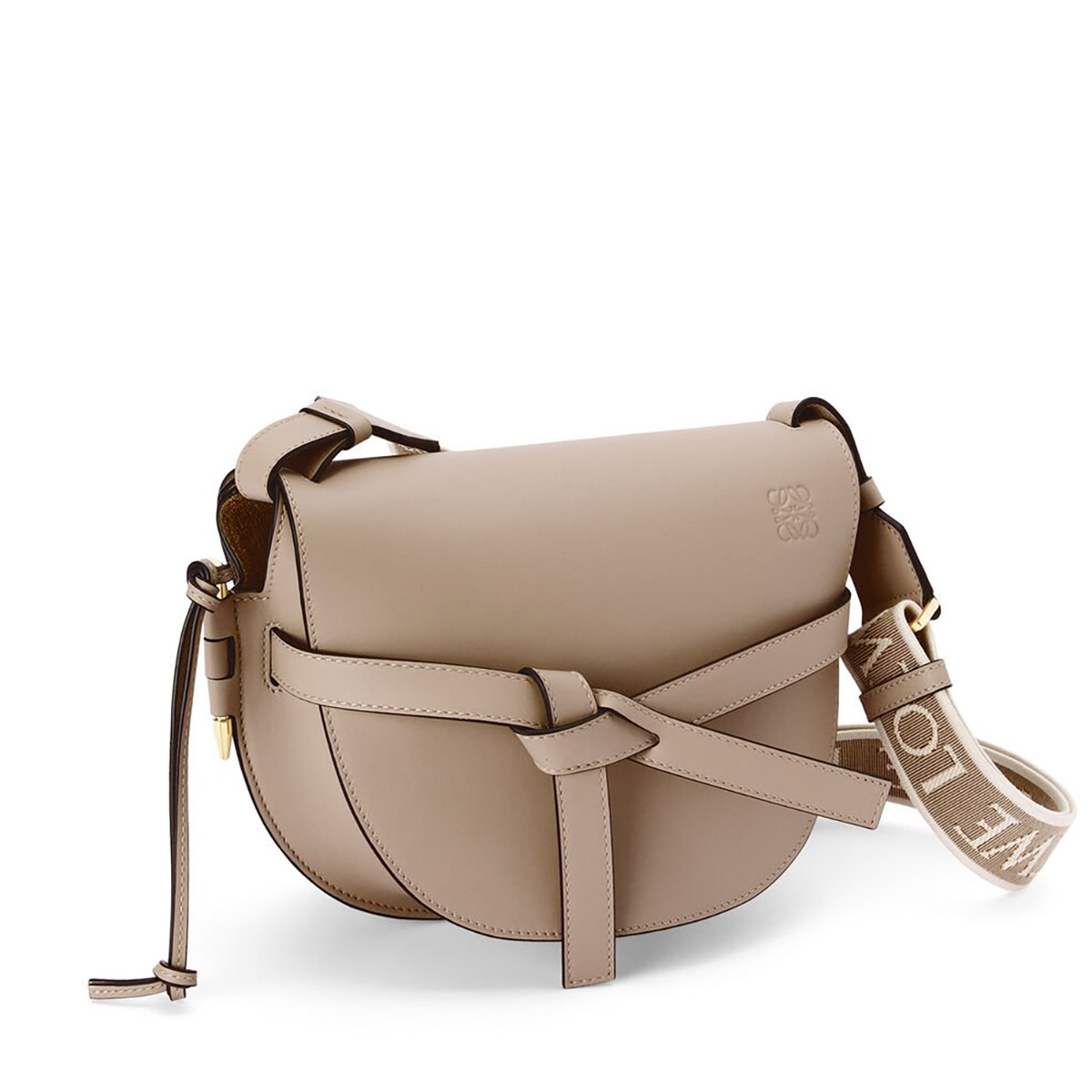 LOEWE Small Gate Dual Bag In Soft Calfskin And Jacquard - Sand