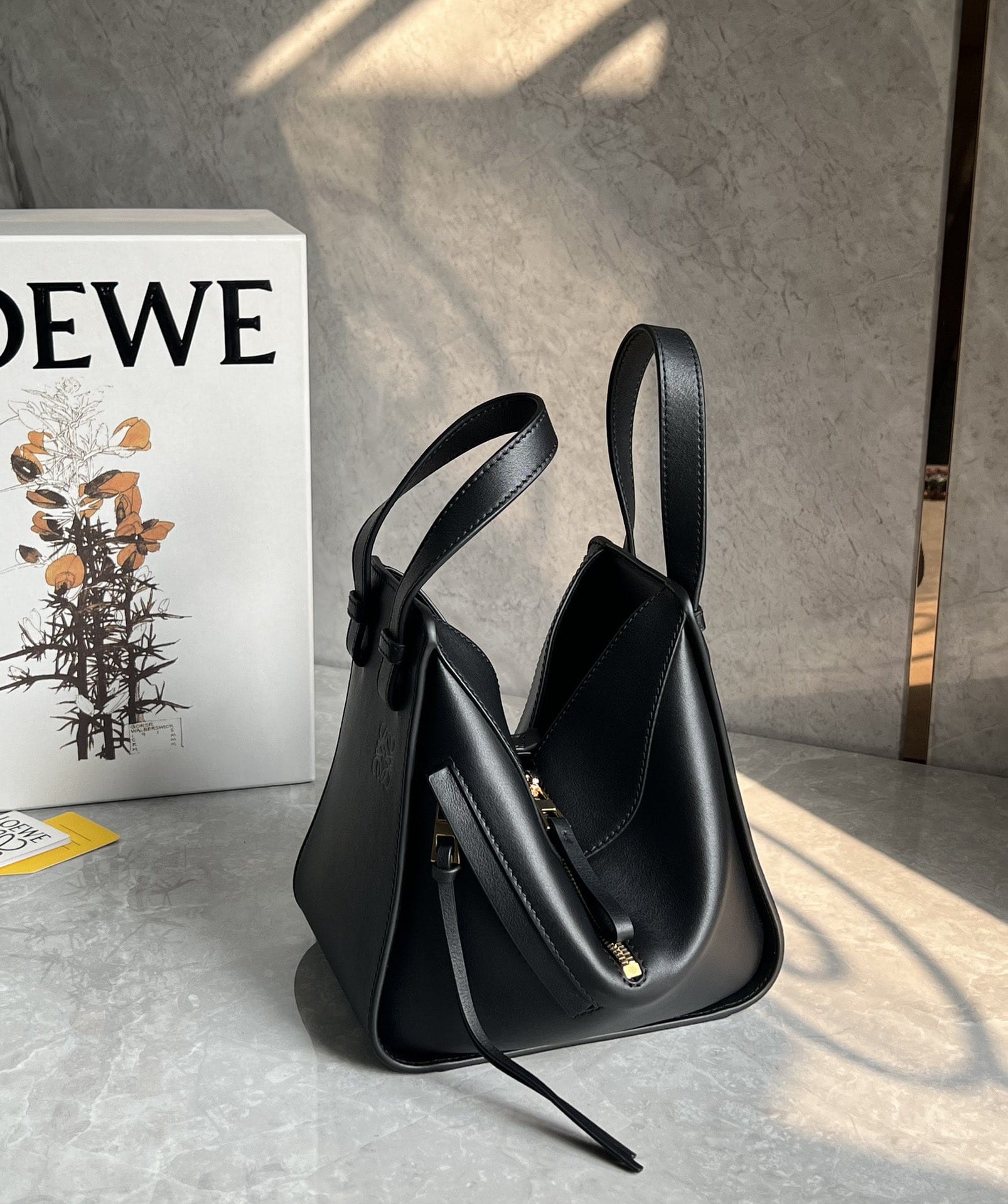 LOEWE Compact Hammock Bag In Classic Calfskin - Black