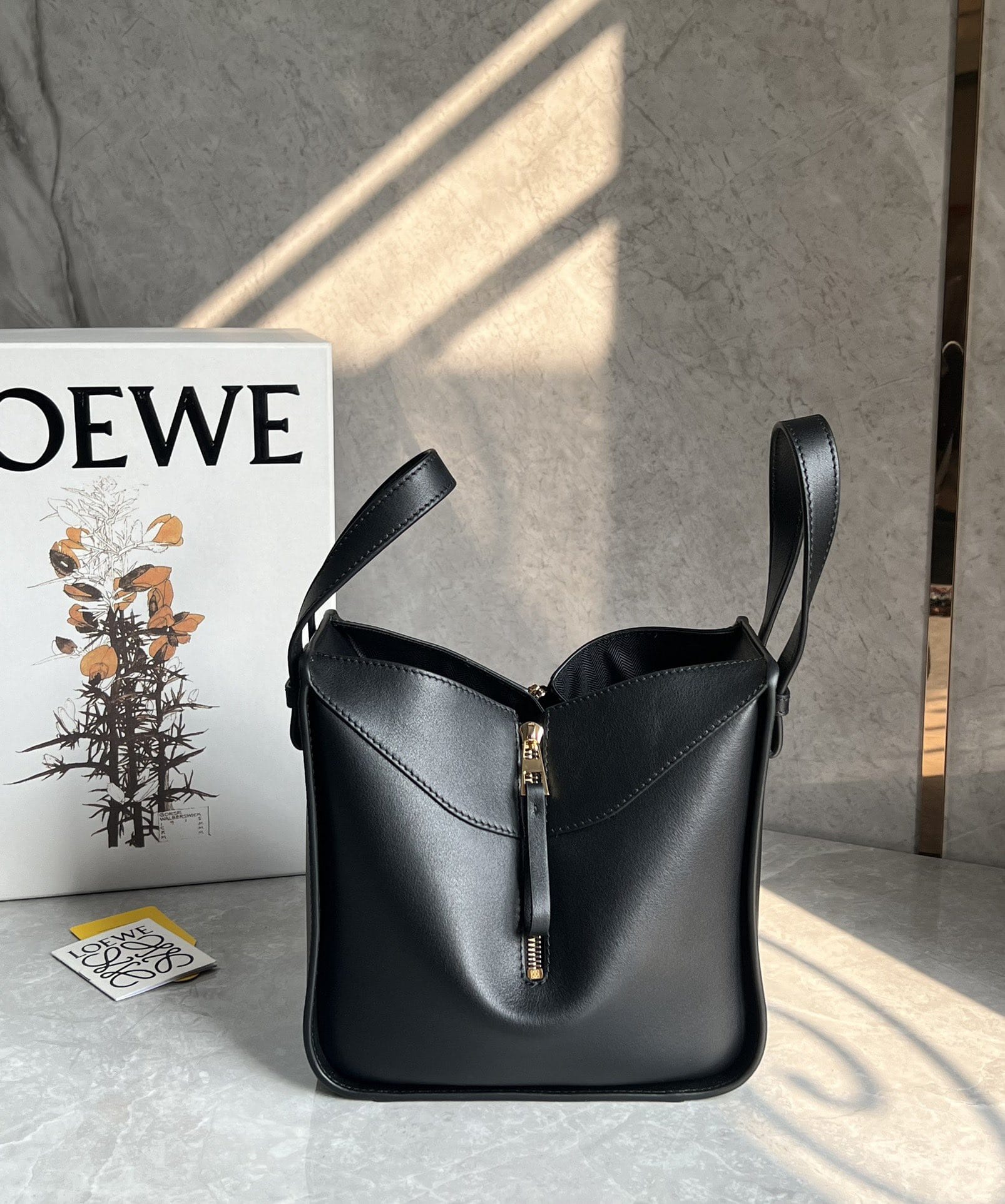 LOEWE Compact Hammock Bag In Classic Calfskin - Black