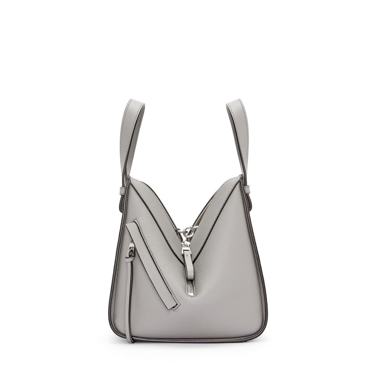 LOEWE Compact Hammock Bag In Soft Grained Calfskin - Pearl Grey