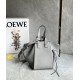 LOEWE Compact Hammock Bag In Soft Grained Calfskin - Pearl Grey