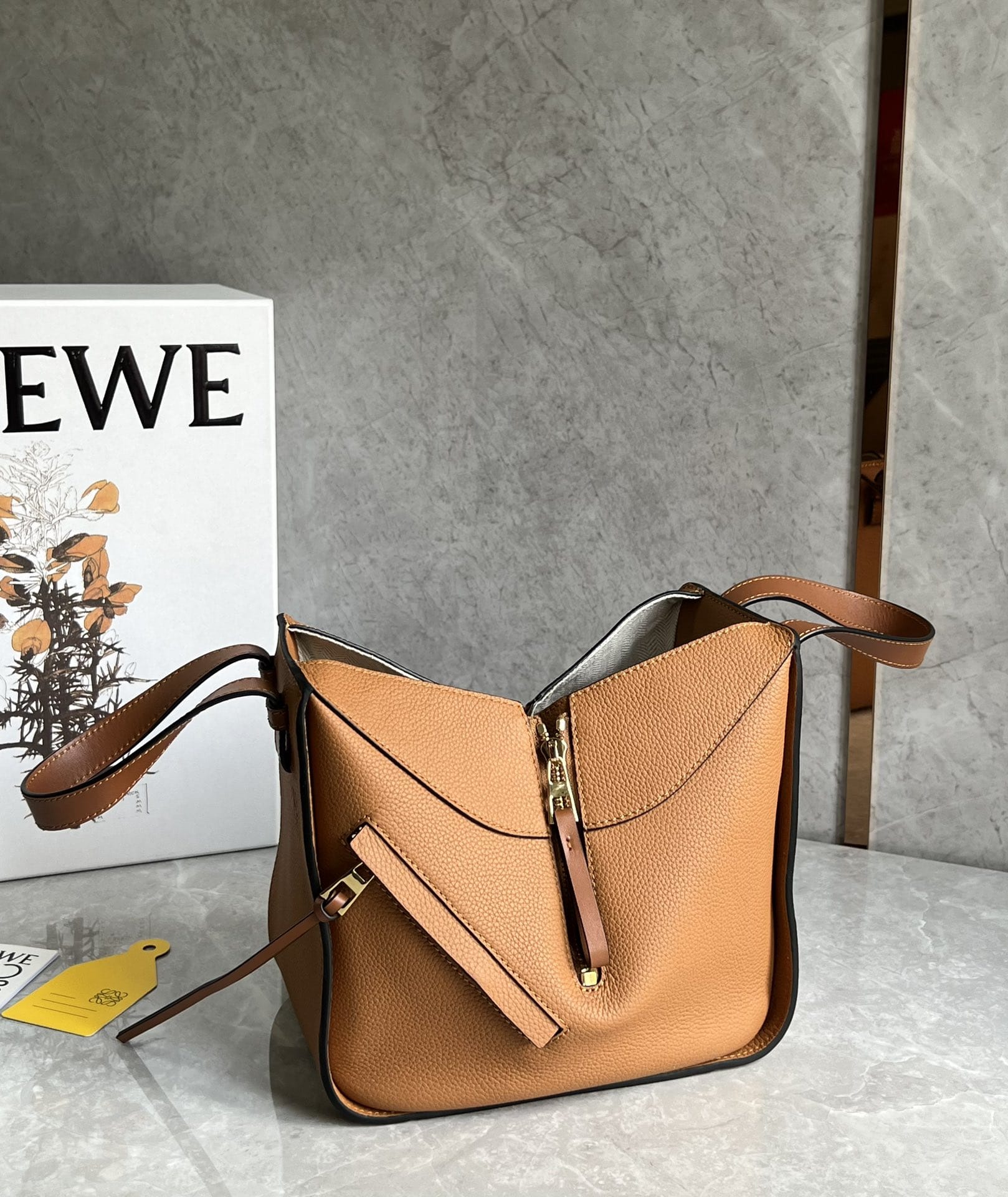 LOEWE Compact Hammock Bag In Soft Grained Calfskin - Toffee