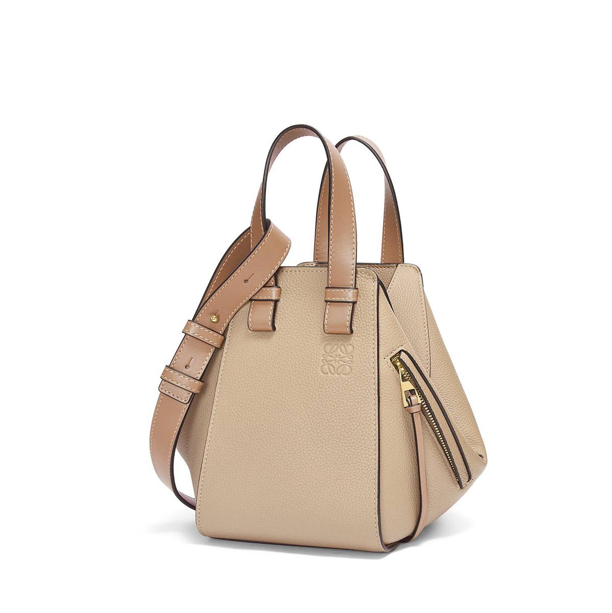 LOEWE Compact Hammock Bag In Soft Grained Calfskin - Sand