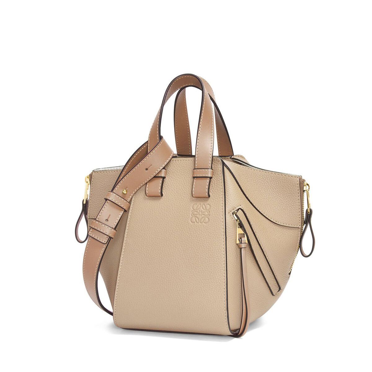 LOEWE Compact Hammock Bag In Soft Grained Calfskin - Sand