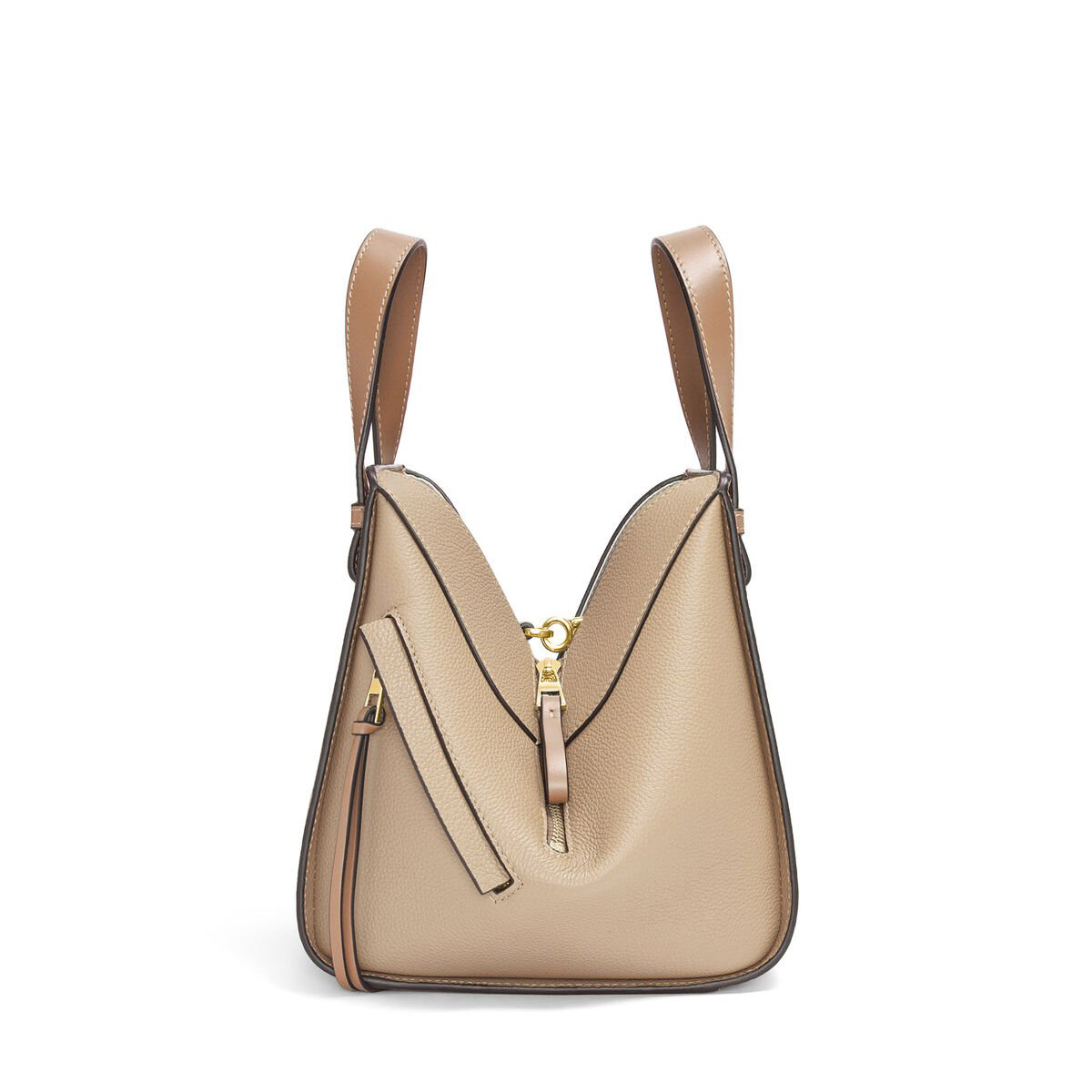 LOEWE Compact Hammock Bag In Soft Grained Calfskin - Sand