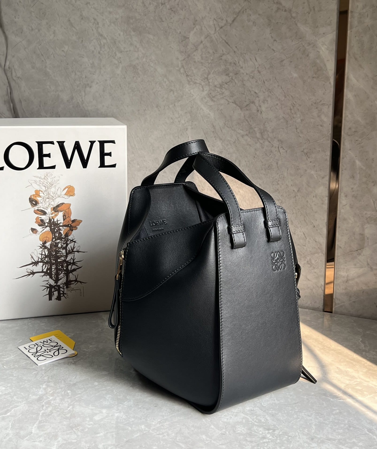 LOEWE Small Hammock Bag In Classic Calfskin - Black