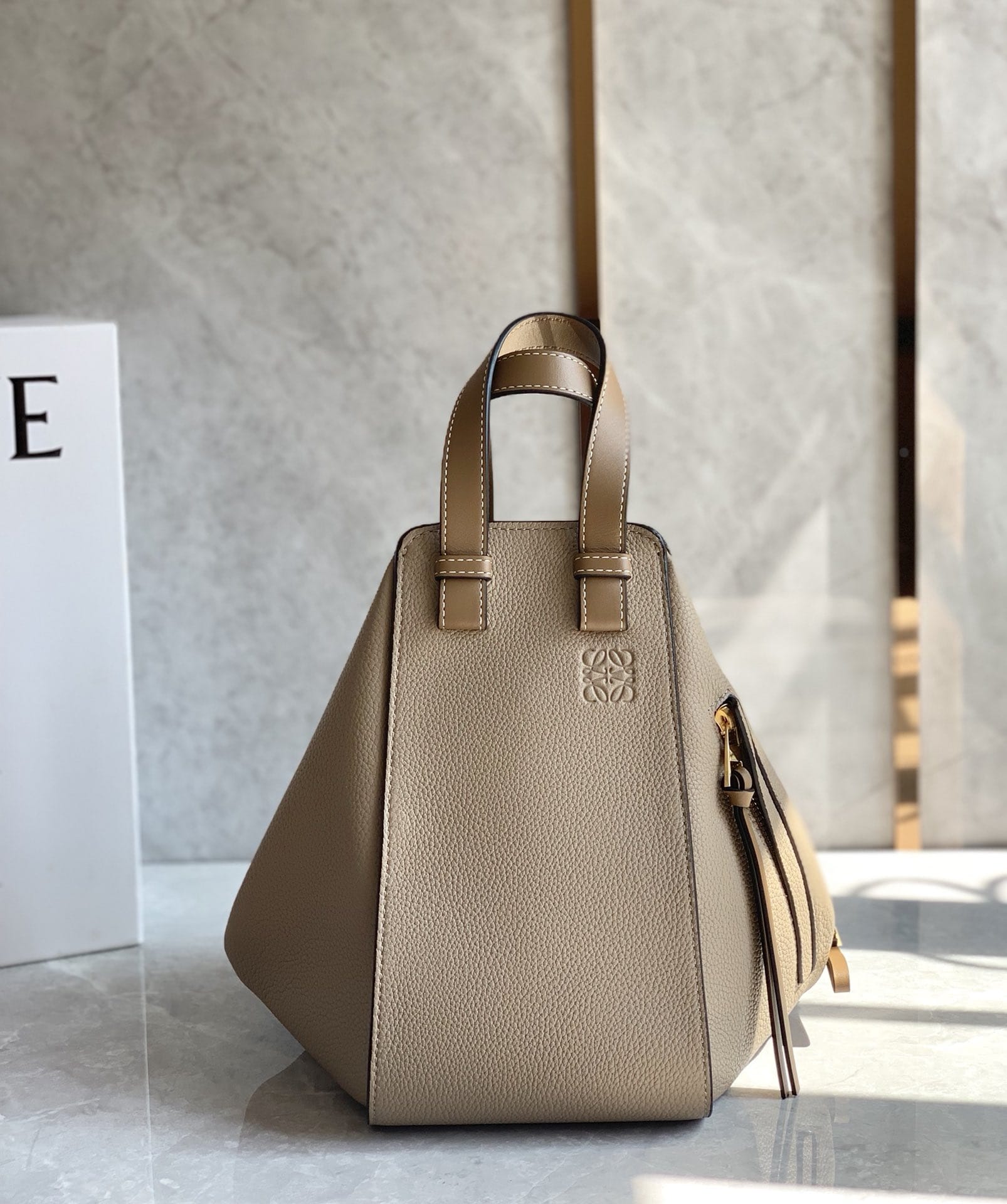 LOEWE Small Hammock Bag In Soft Grained Calfskin - Sand