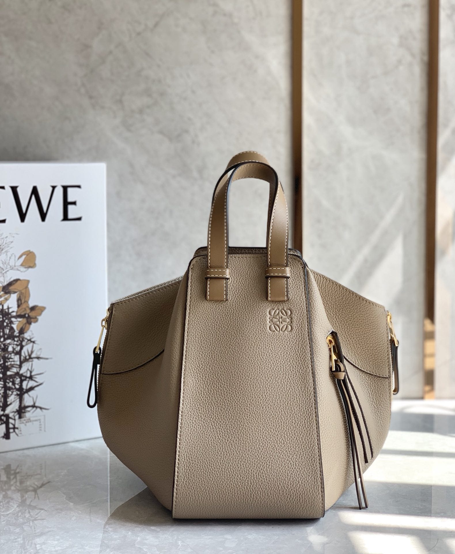 LOEWE Small Hammock Bag In Soft Grained Calfskin - Sand