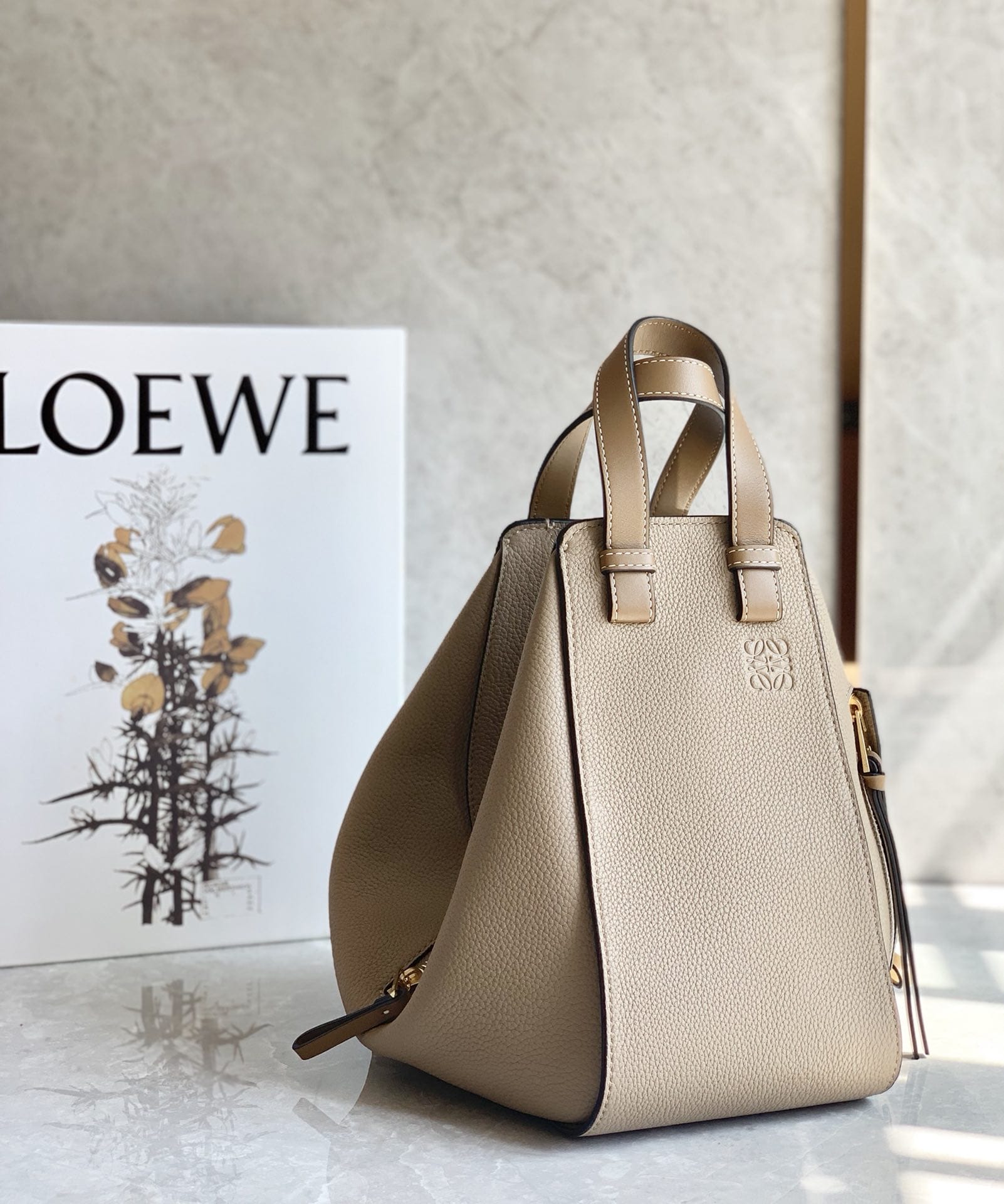 LOEWE Small Hammock Bag In Soft Grained Calfskin - Sand