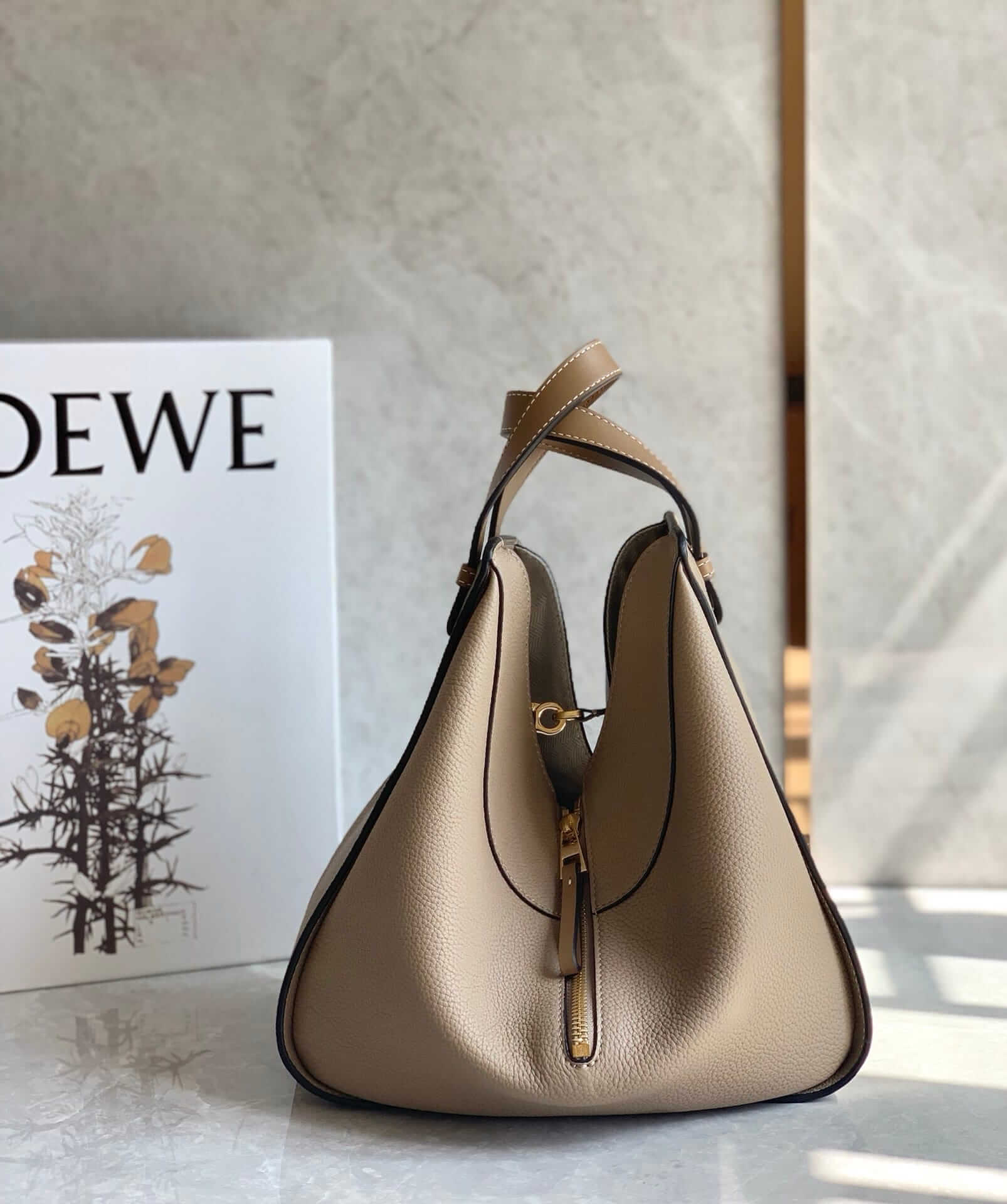 LOEWE Small Hammock Bag In Soft Grained Calfskin - Sand