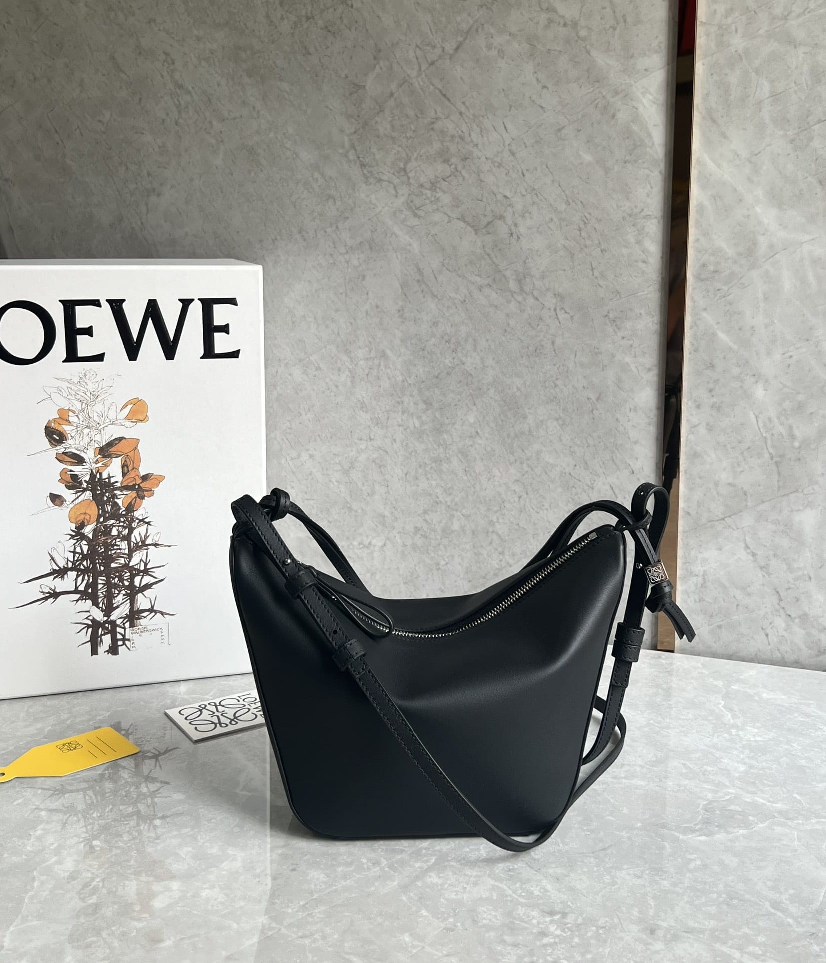 LOEWE Mini Hammock Hobo Bag In Classic Calfskin - Black