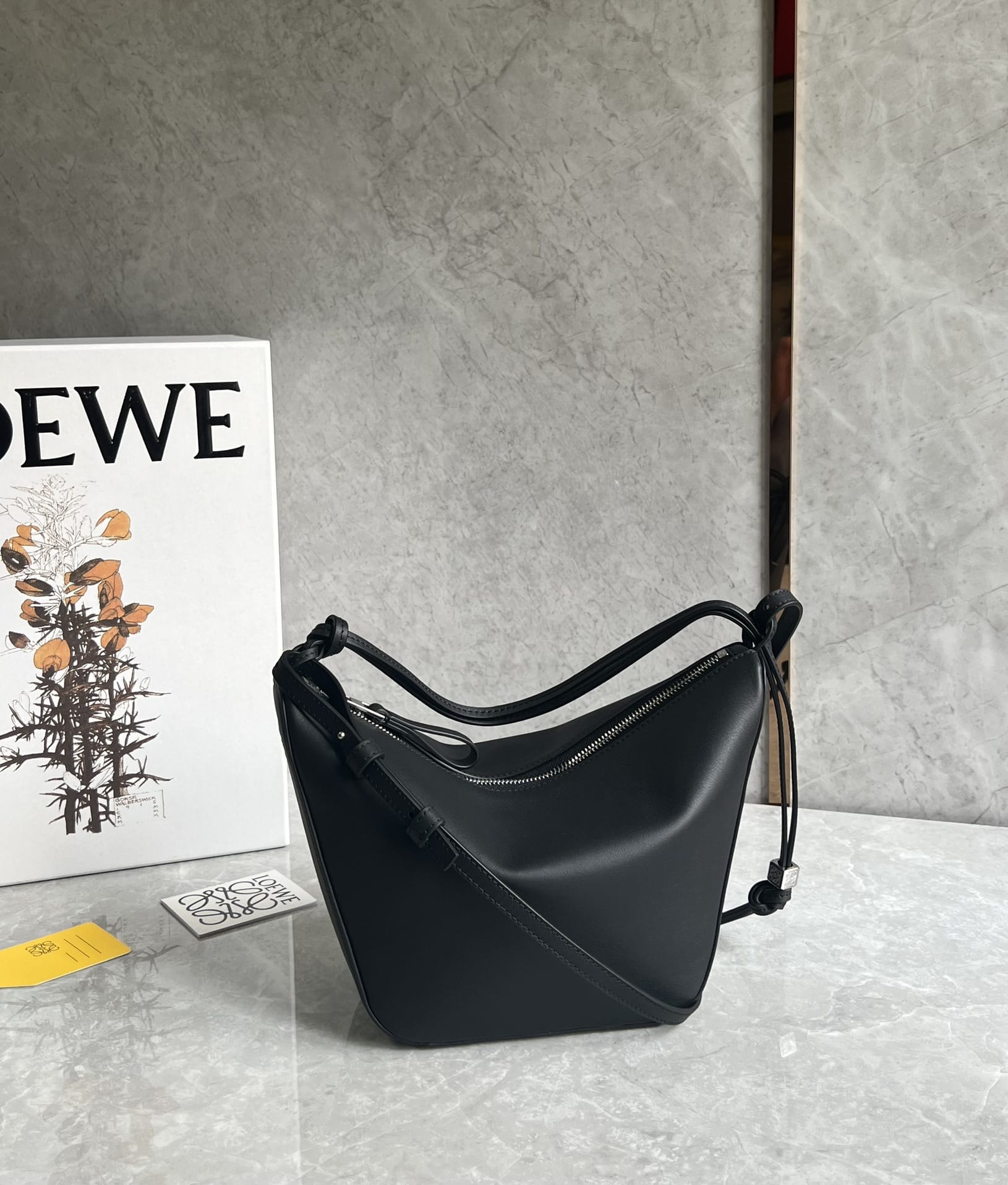 LOEWE Mini Hammock Hobo Bag In Classic Calfskin - Black