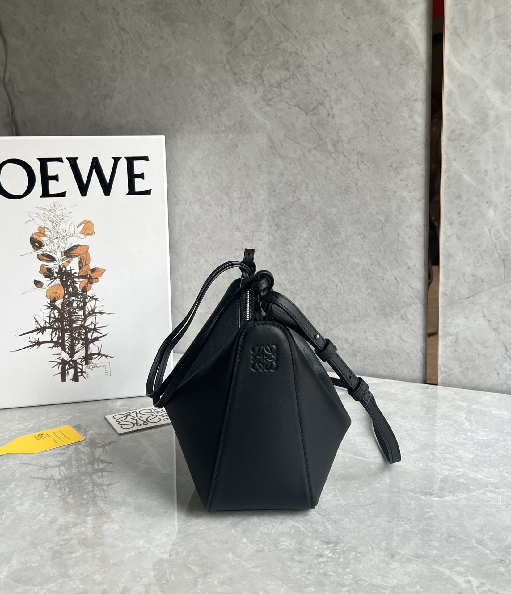 LOEWE Mini Hammock Hobo Bag In Classic Calfskin - Black