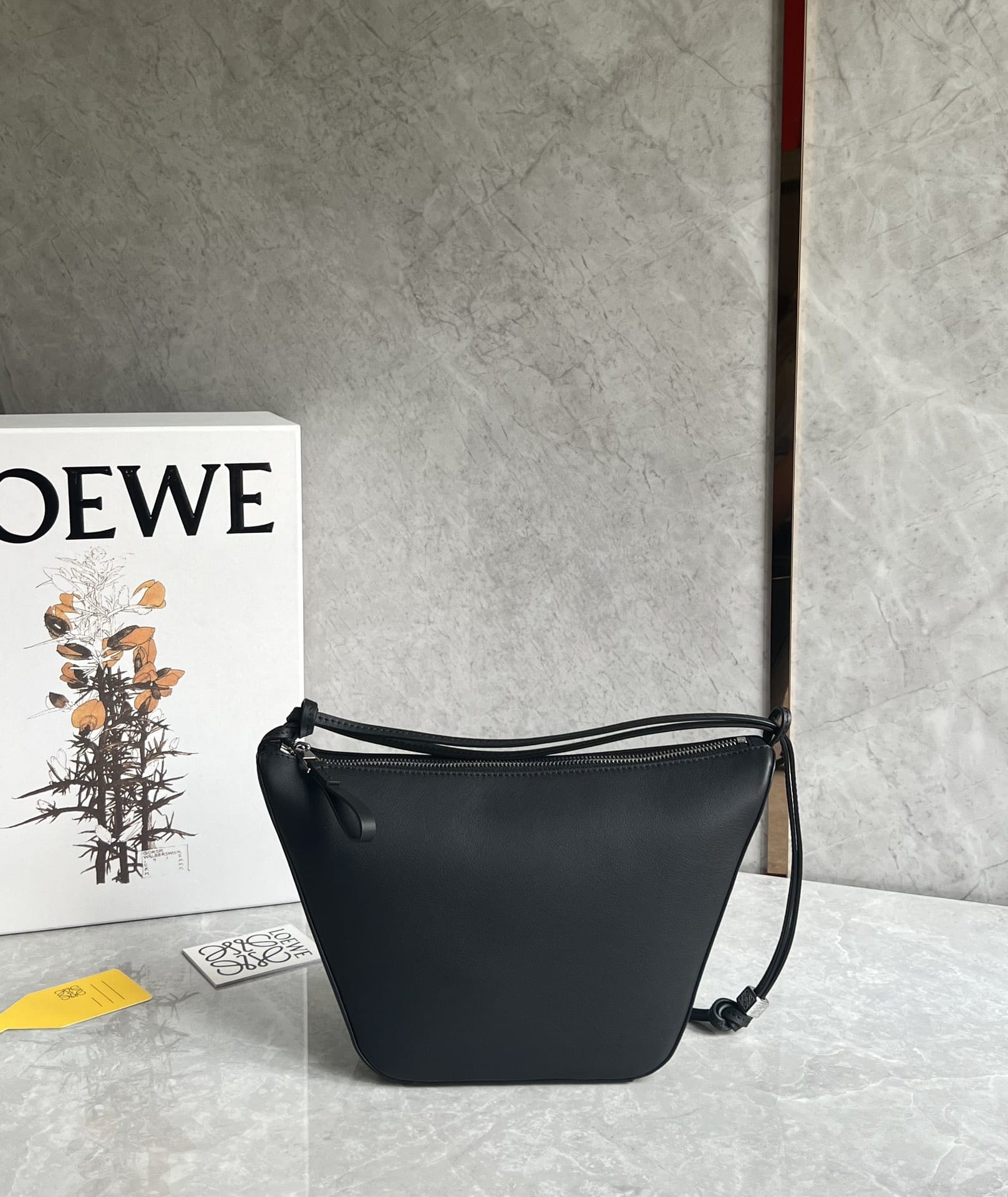 LOEWE Mini Hammock Hobo Bag In Classic Calfskin - Black