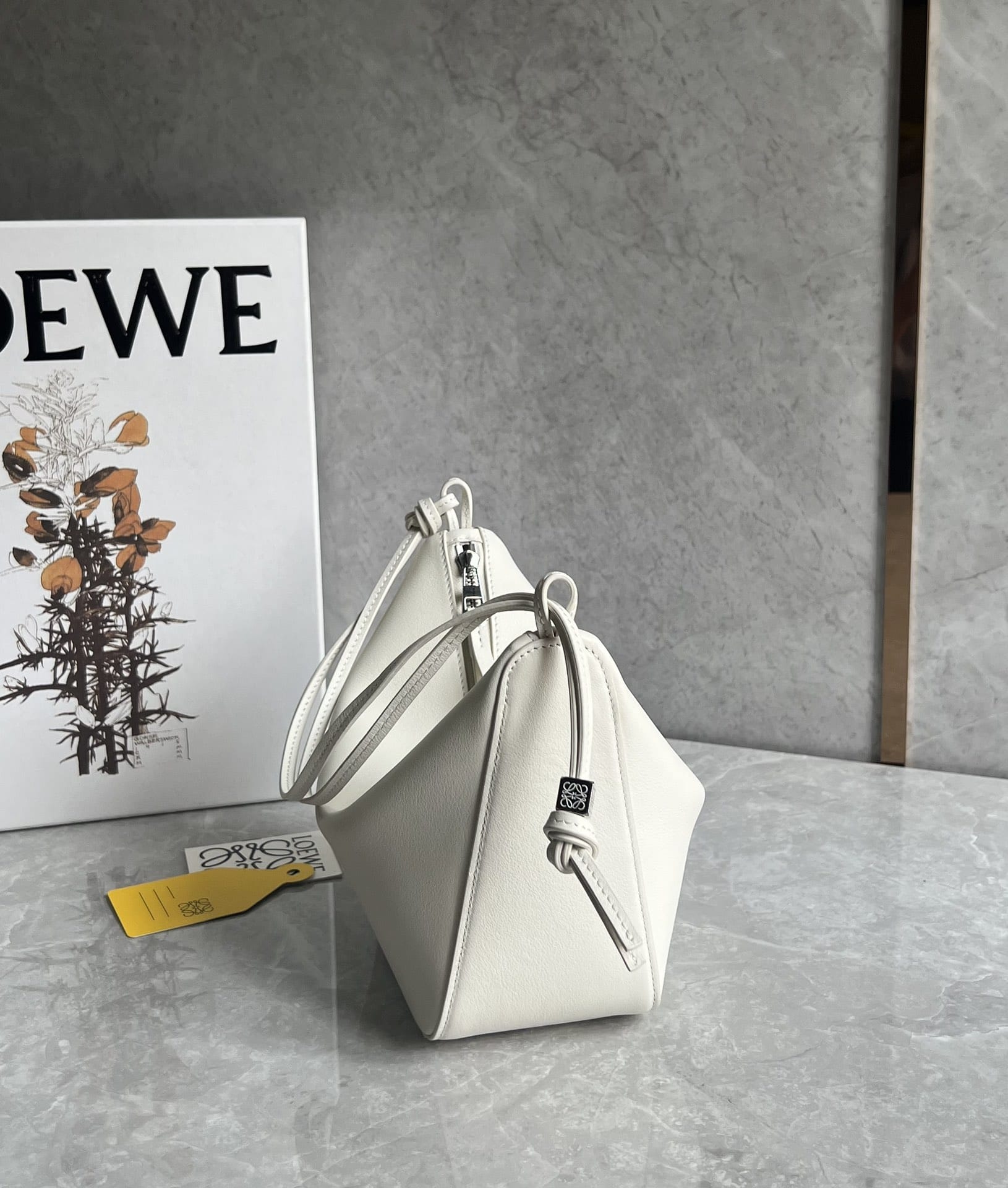 LOEWE Mini Hammock Hobo Bag In Classic Calfskin - Soft White