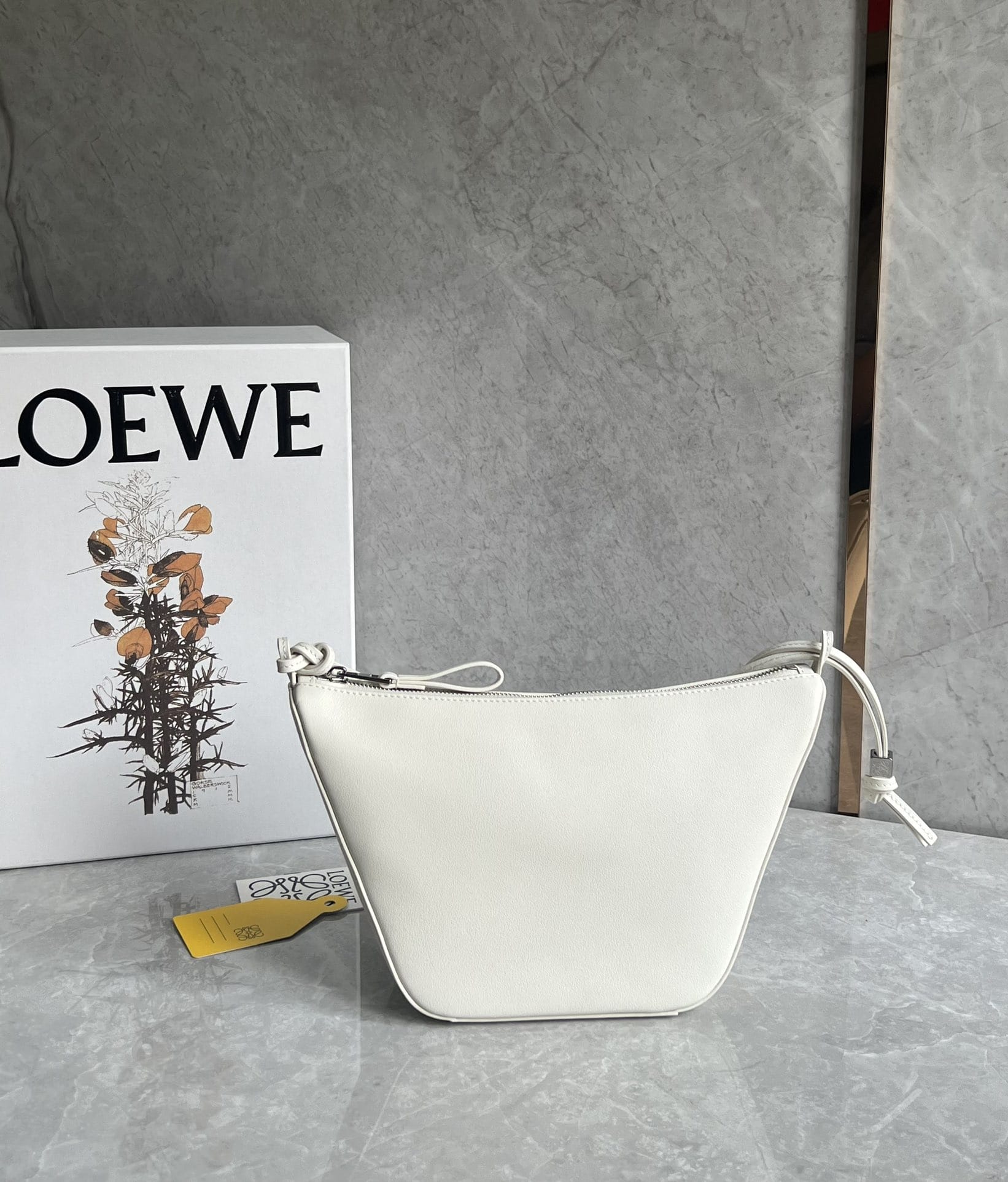 LOEWE Mini Hammock Hobo Bag In Classic Calfskin - Soft White