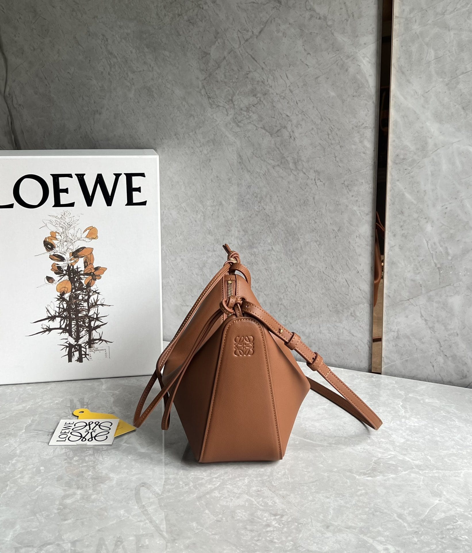 LOEWE Mini Hammock Hobo Bag In Classic Calfskin - Tan