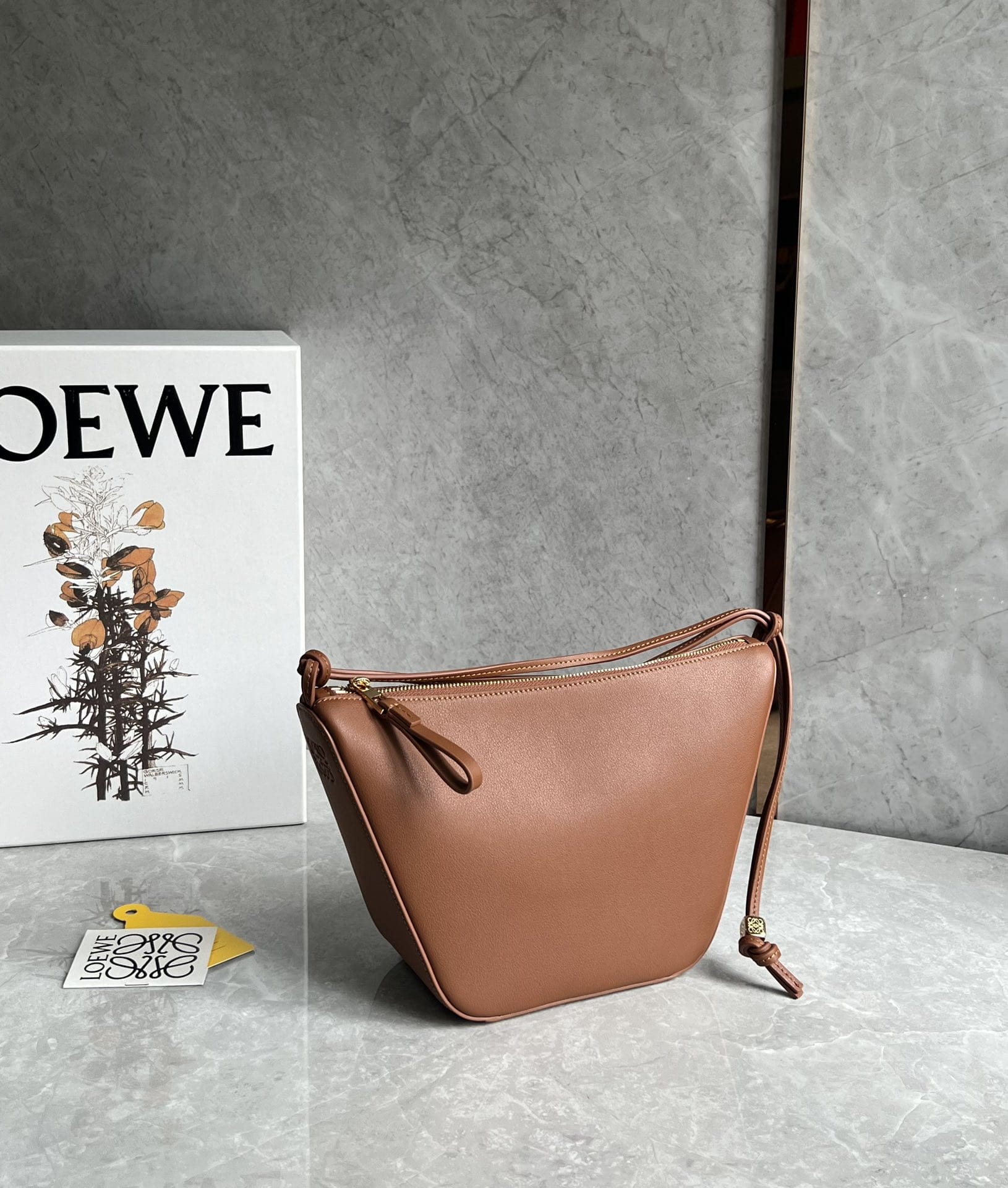 LOEWE Mini Hammock Hobo Bag In Classic Calfskin - Tan