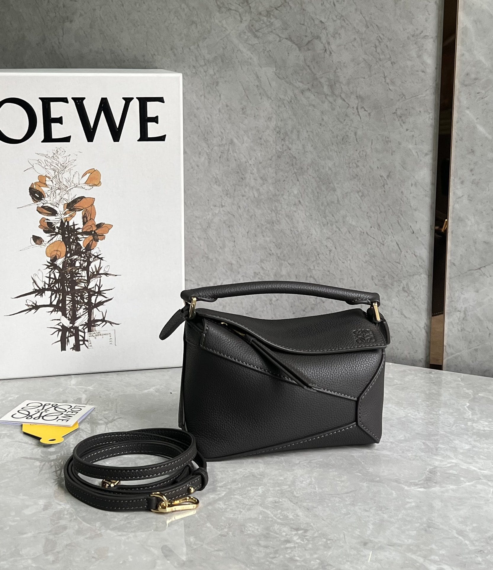 LOEWE Mini Puzzle Bag In  Calfskin - Dark Grey