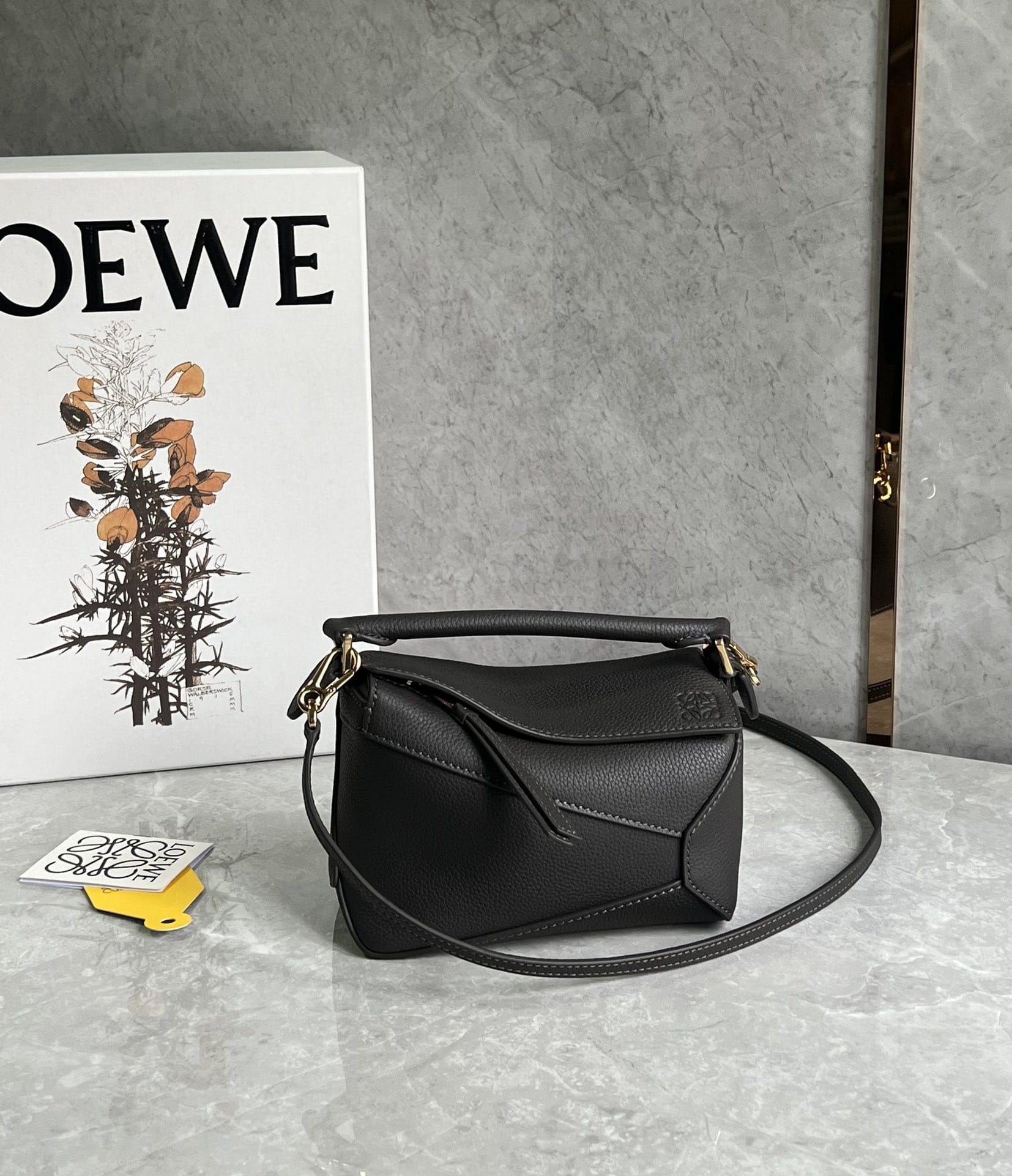 LOEWE Mini Puzzle Bag In  Calfskin - Dark Grey