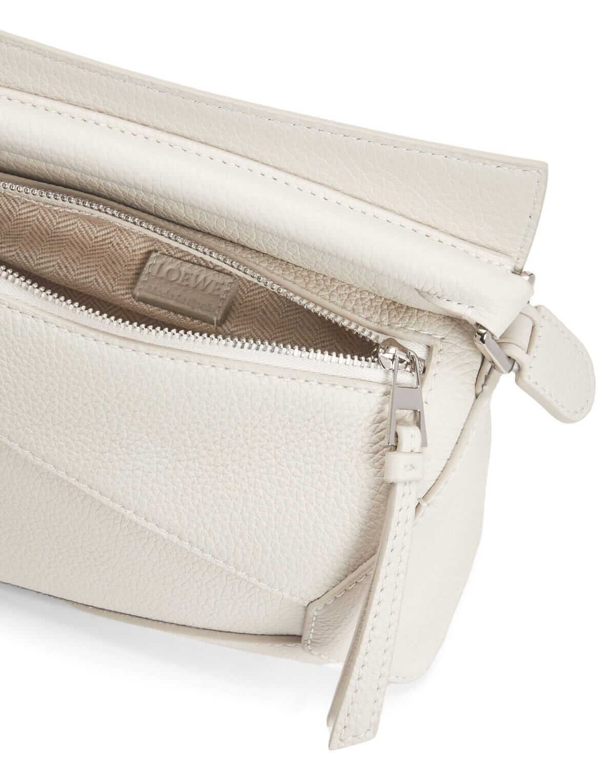 LOEWE Mini Puzzle Bag In  Calfskin - Soft White