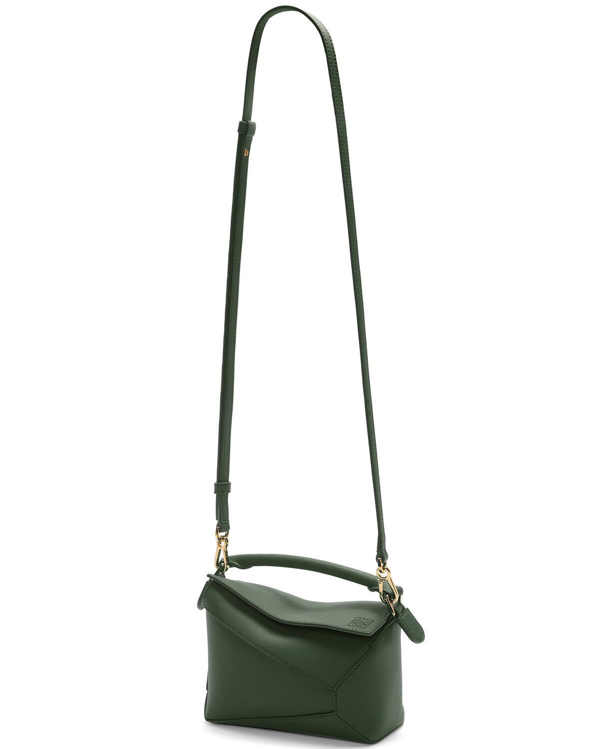 LOEWE Mini Puzzle Bag In  Calfskin - Bottle Green