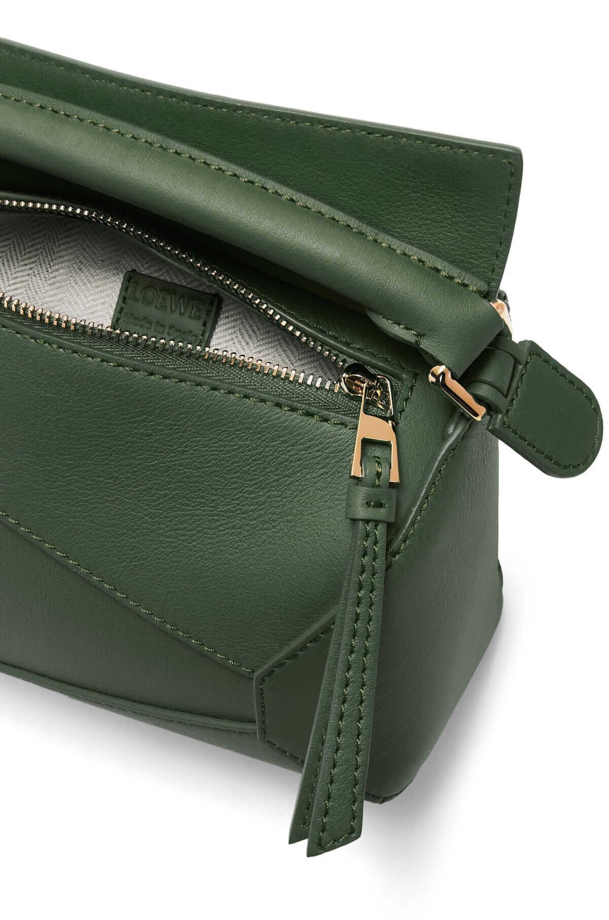 LOEWE Mini Puzzle Bag In  Calfskin - Bottle Green